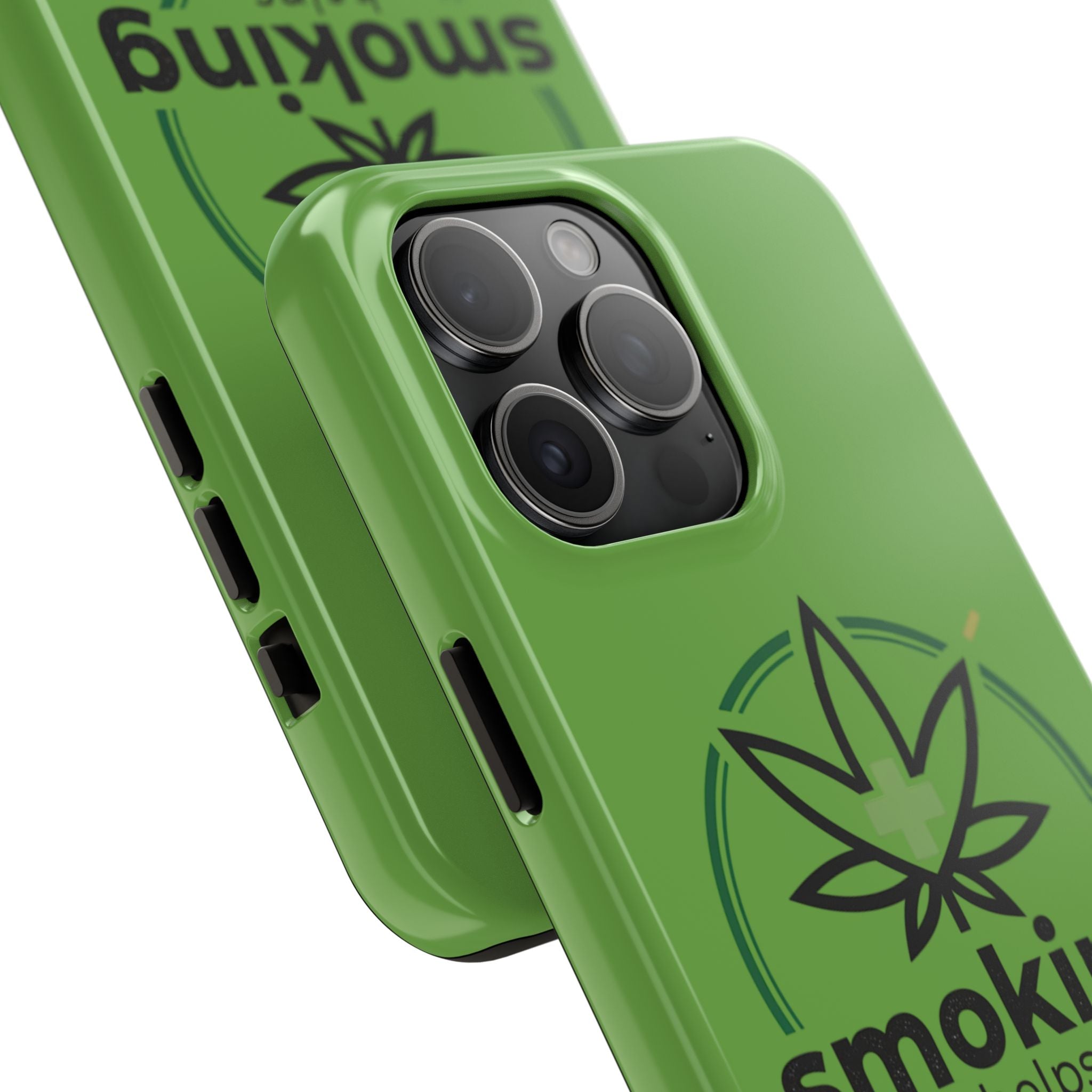 Tough Phone Case — 'Smoking Helps' Cannabis Leaf Protective Cover