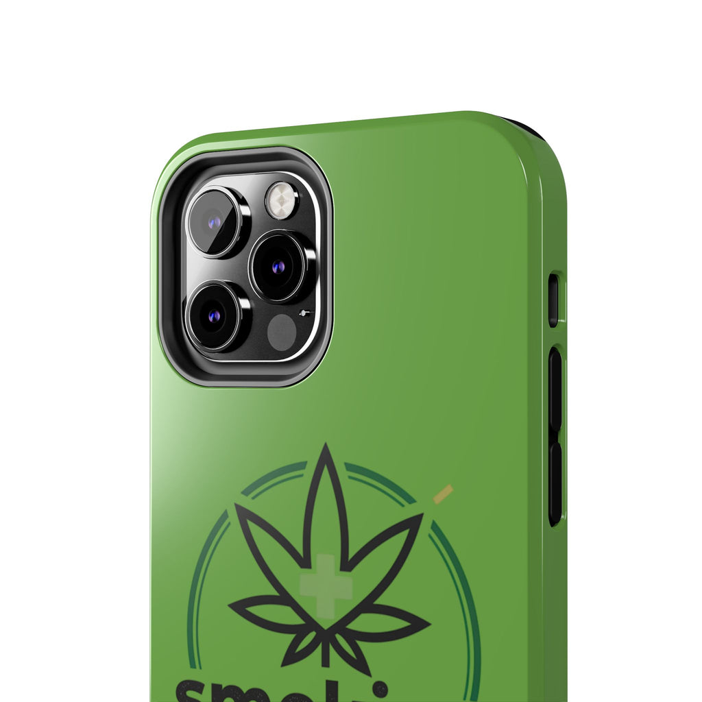 Tough Phone Case — 'Smoking Helps' Cannabis Leaf Protective Cover
