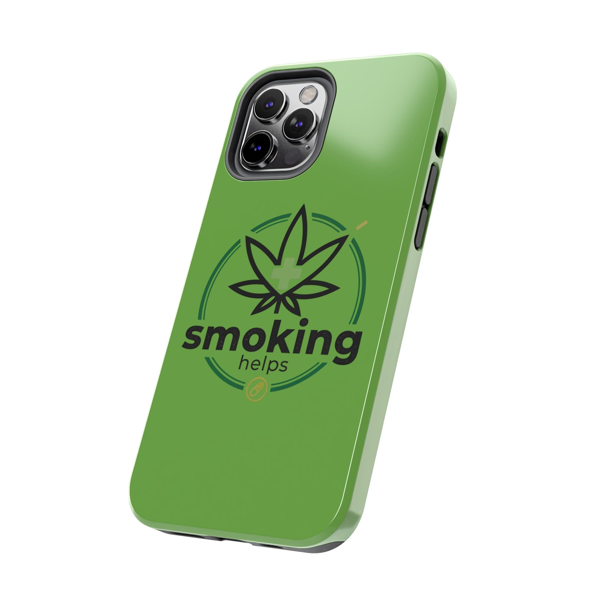Tough Phone Case — 'Smoking Helps' Cannabis Leaf Protective Cover