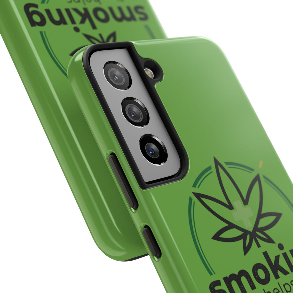 Tough Phone Case — 'Smoking Helps' Cannabis Leaf Protective Cover