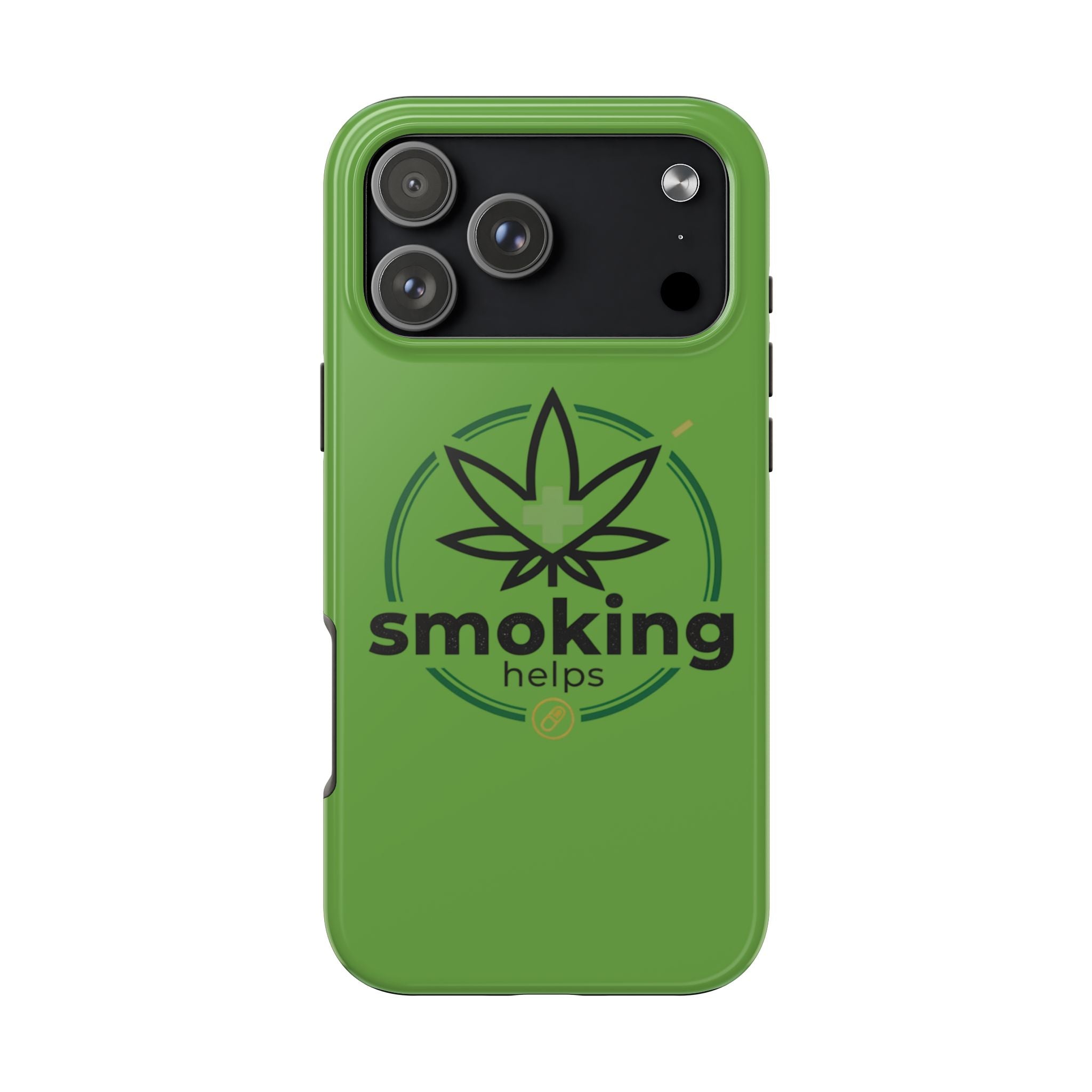 Tough Phone Case — 'Smoking Helps' Cannabis Leaf Protective Cover