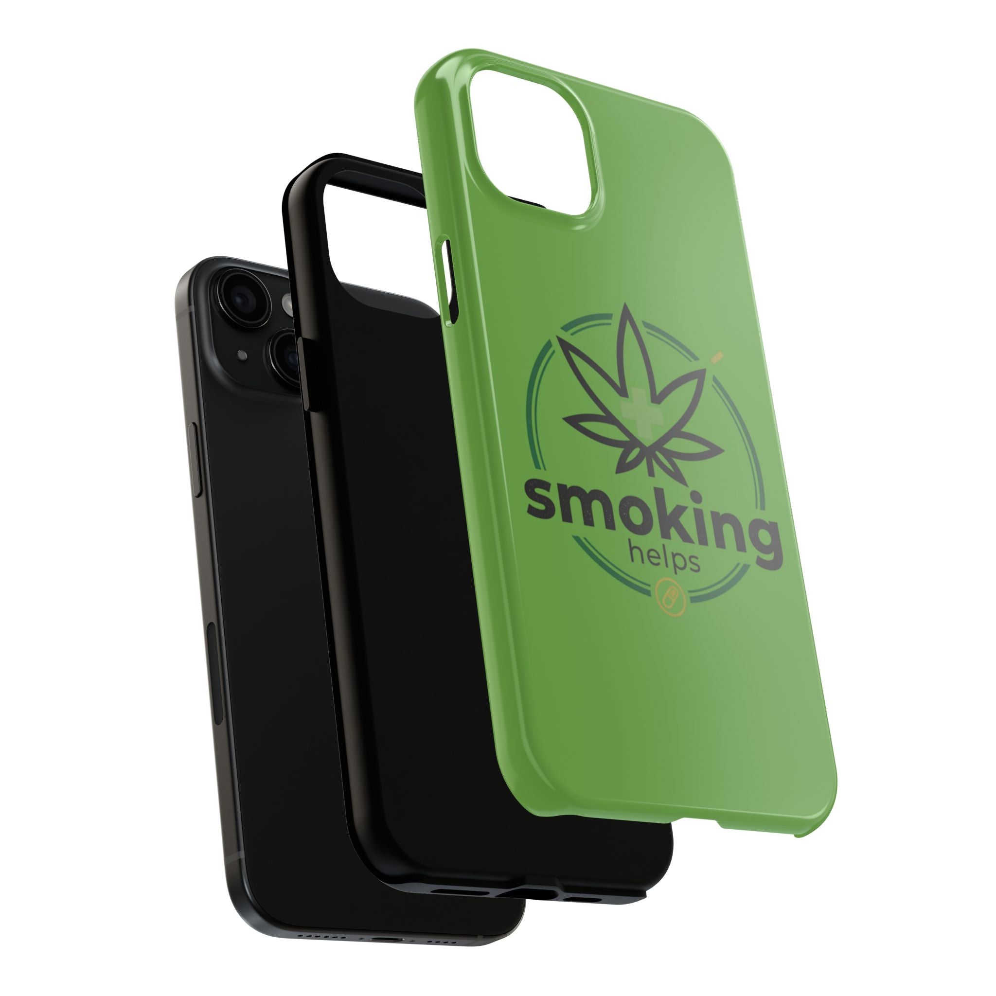 Tough Phone Case — 'Smoking Helps' Cannabis Leaf Protective Cover