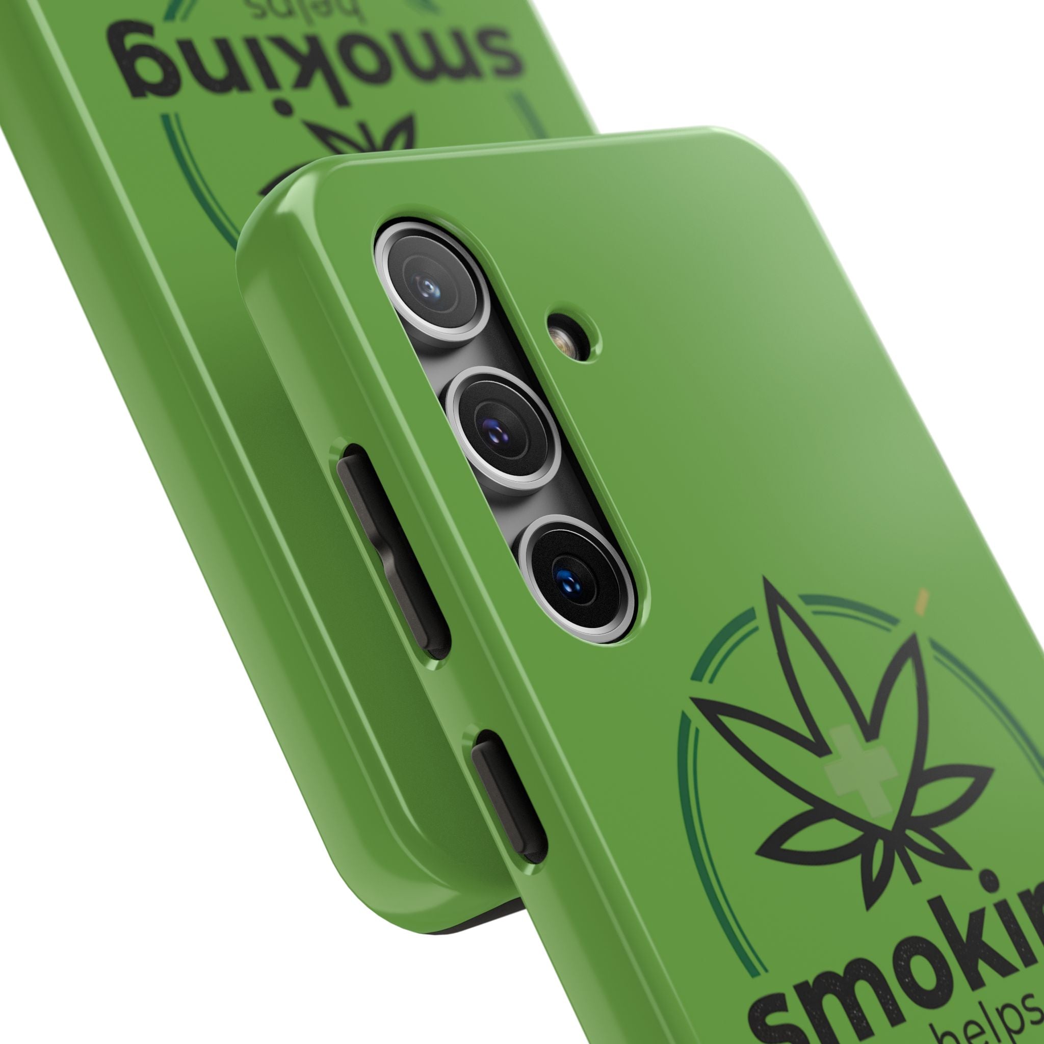 Tough Phone Case — 'Smoking Helps' Cannabis Leaf Protective Cover