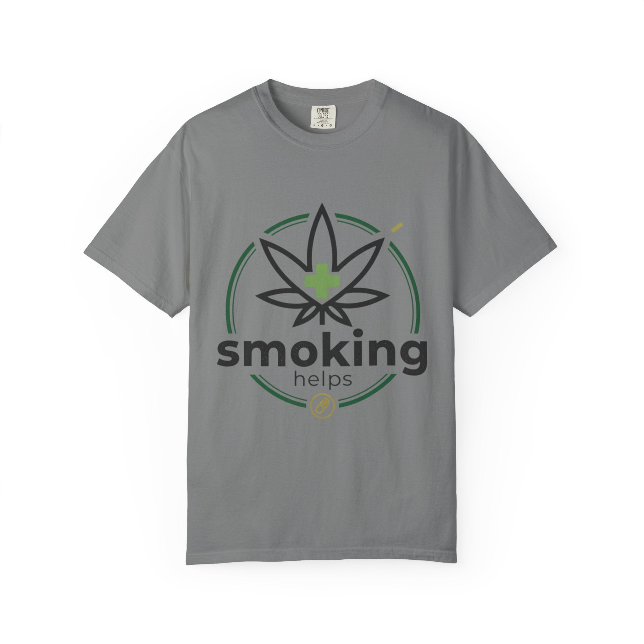 Smoking Helps Cannabis Leaf Tee — Medicinal Marijuana Graphic T-Shirt