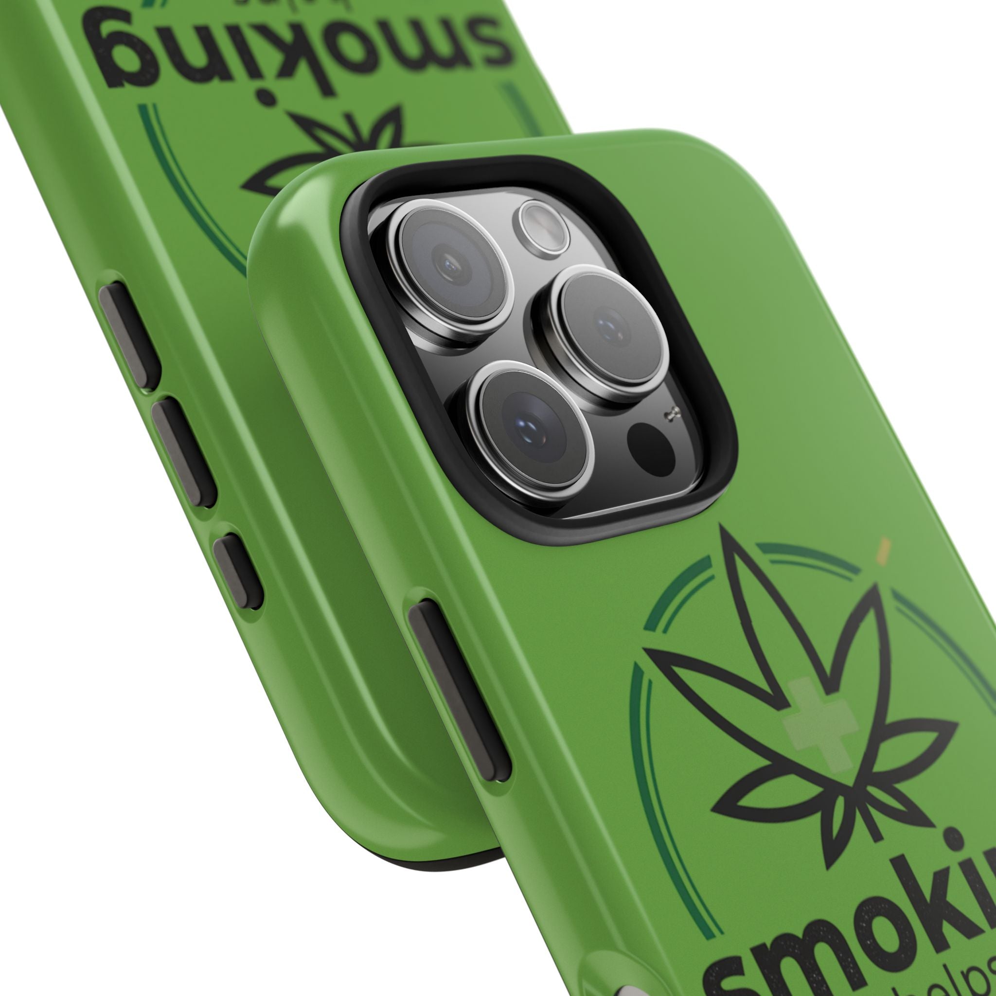 Tough Phone Case — 'Smoking Helps' Cannabis Leaf Protective Cover