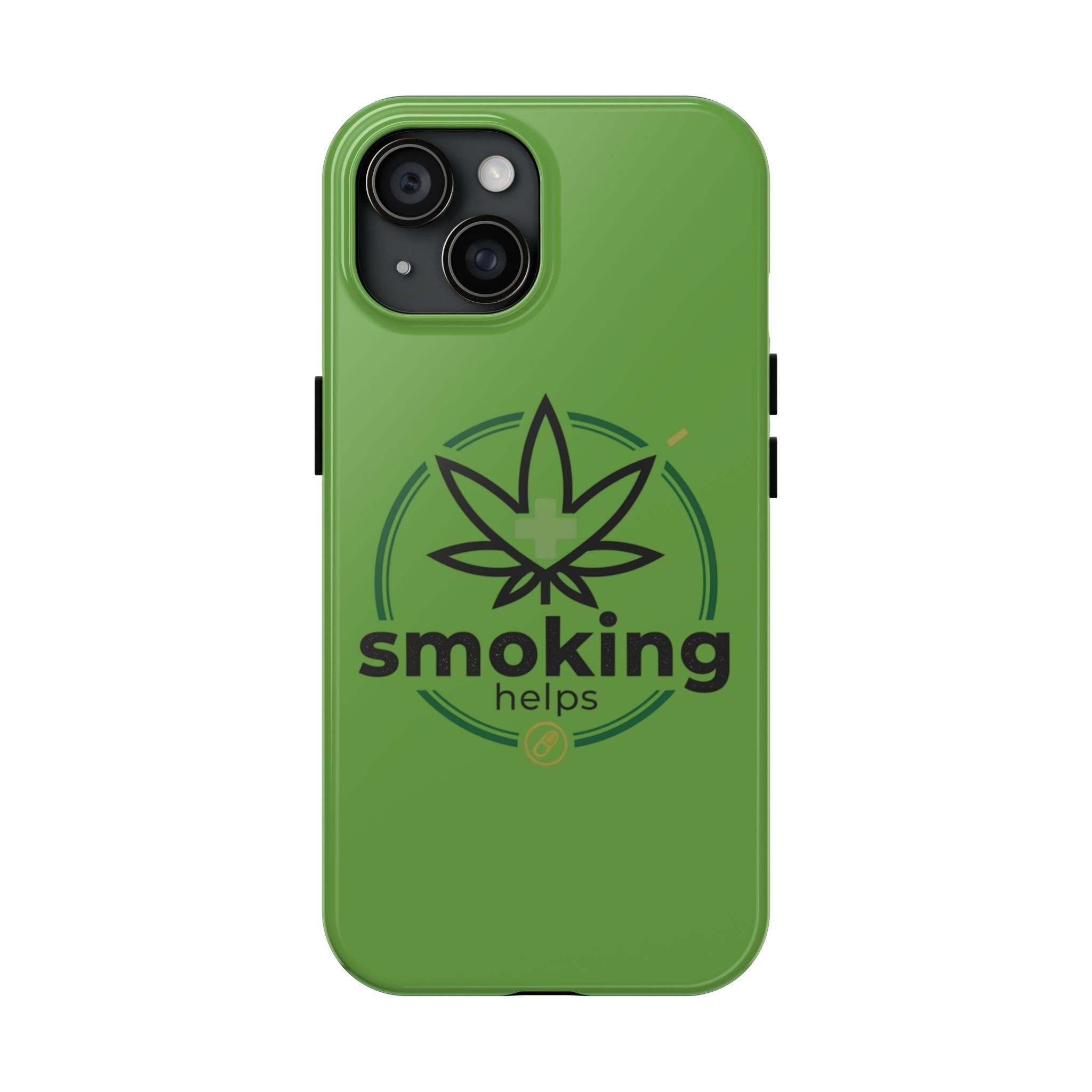 Tough Phone Case — 'Smoking Helps' Cannabis Leaf Protective Cover