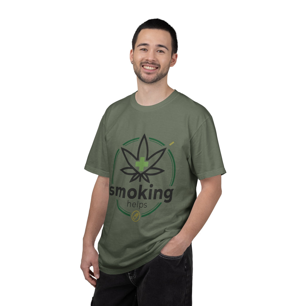 Smoking Helps Cannabis Leaf Tee — Medicinal Marijuana Graphic T-Shirt