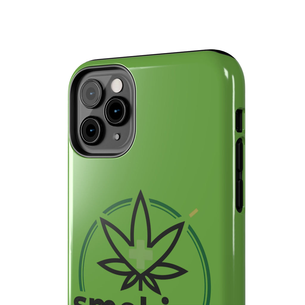 Tough Phone Case — 'Smoking Helps' Cannabis Leaf Protective Cover