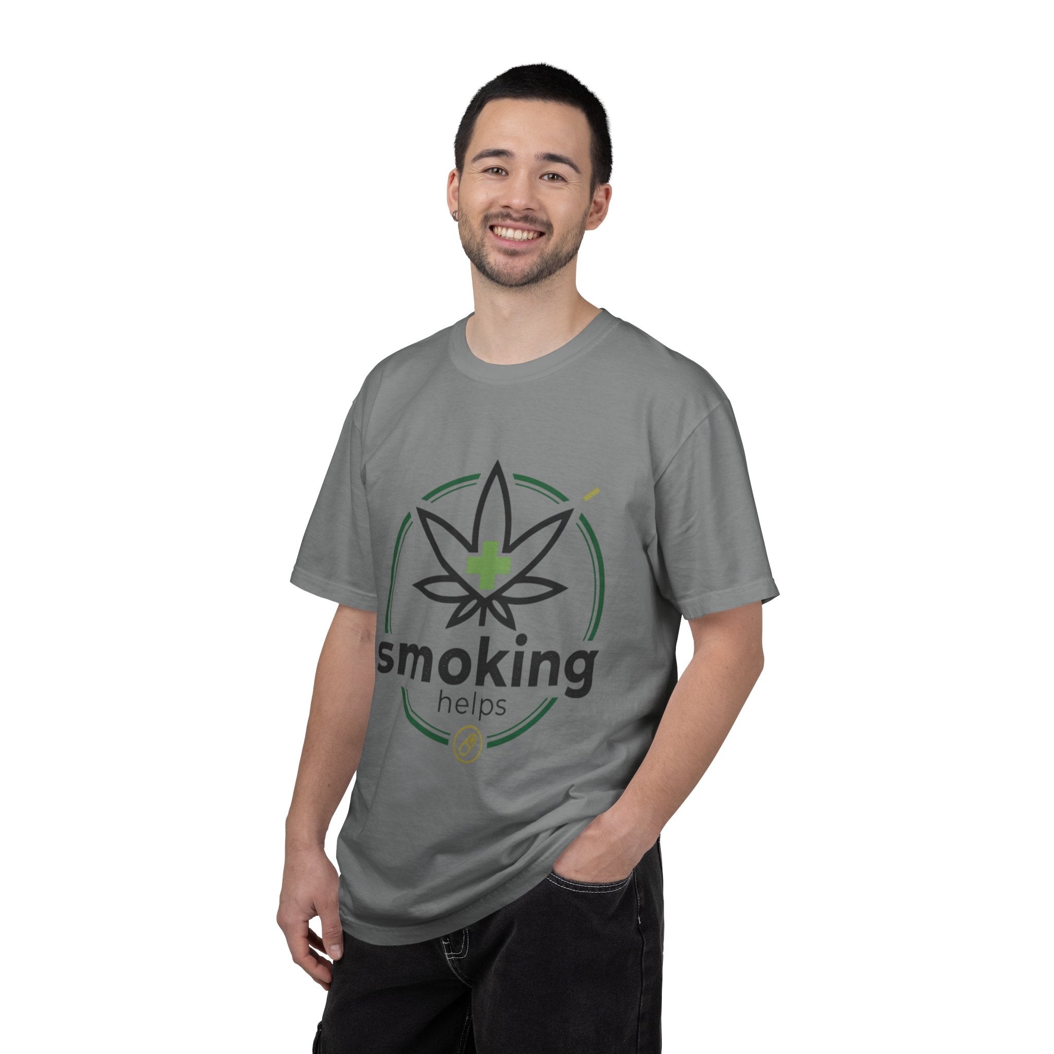 Smoking Helps Cannabis Leaf Tee — Medicinal Marijuana Graphic T-Shirt