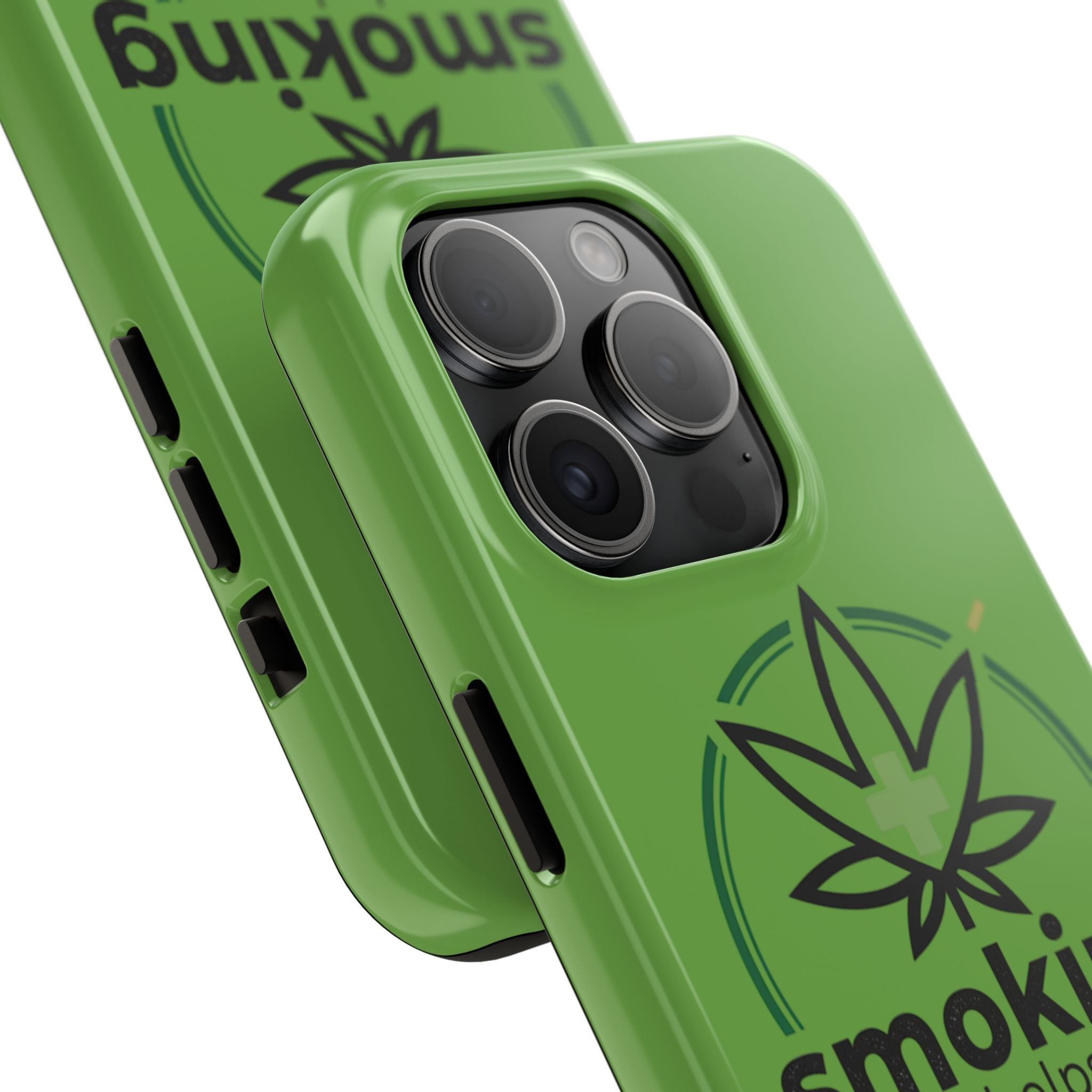 Tough Phone Case — 'Smoking Helps' Cannabis Leaf Protective Cover