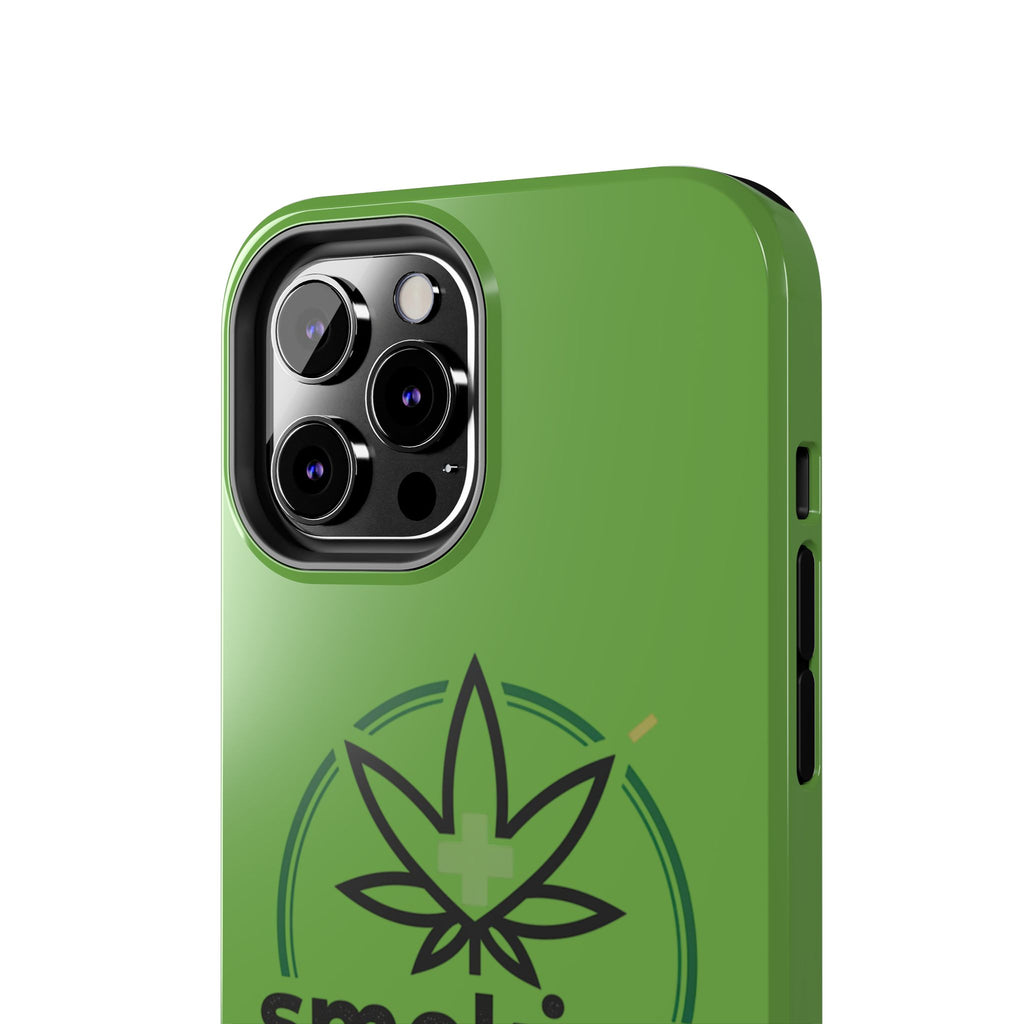 Tough Phone Case — 'Smoking Helps' Cannabis Leaf Protective Cover