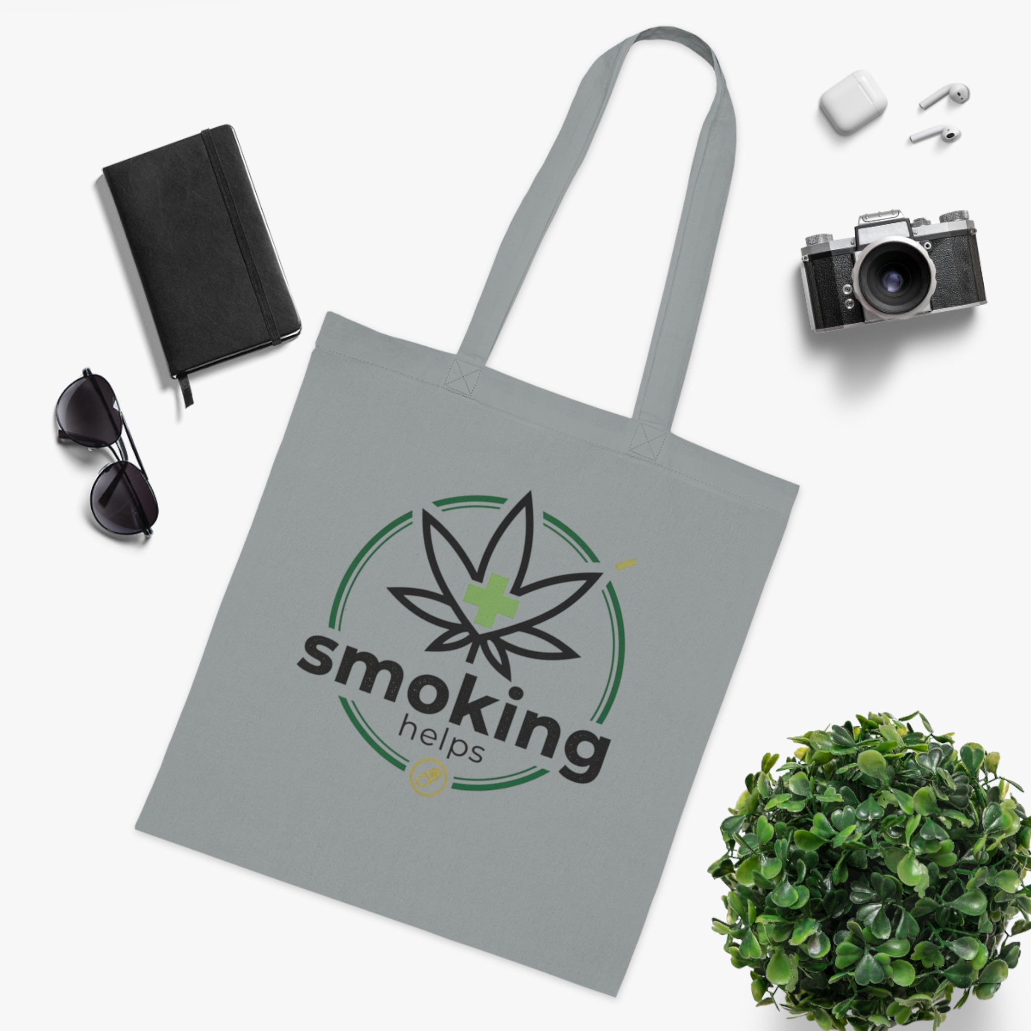 Smoking Leafs Canvas Tote Bag – Eco-Friendly Cannabis Leaf Grocery & Market Tote
