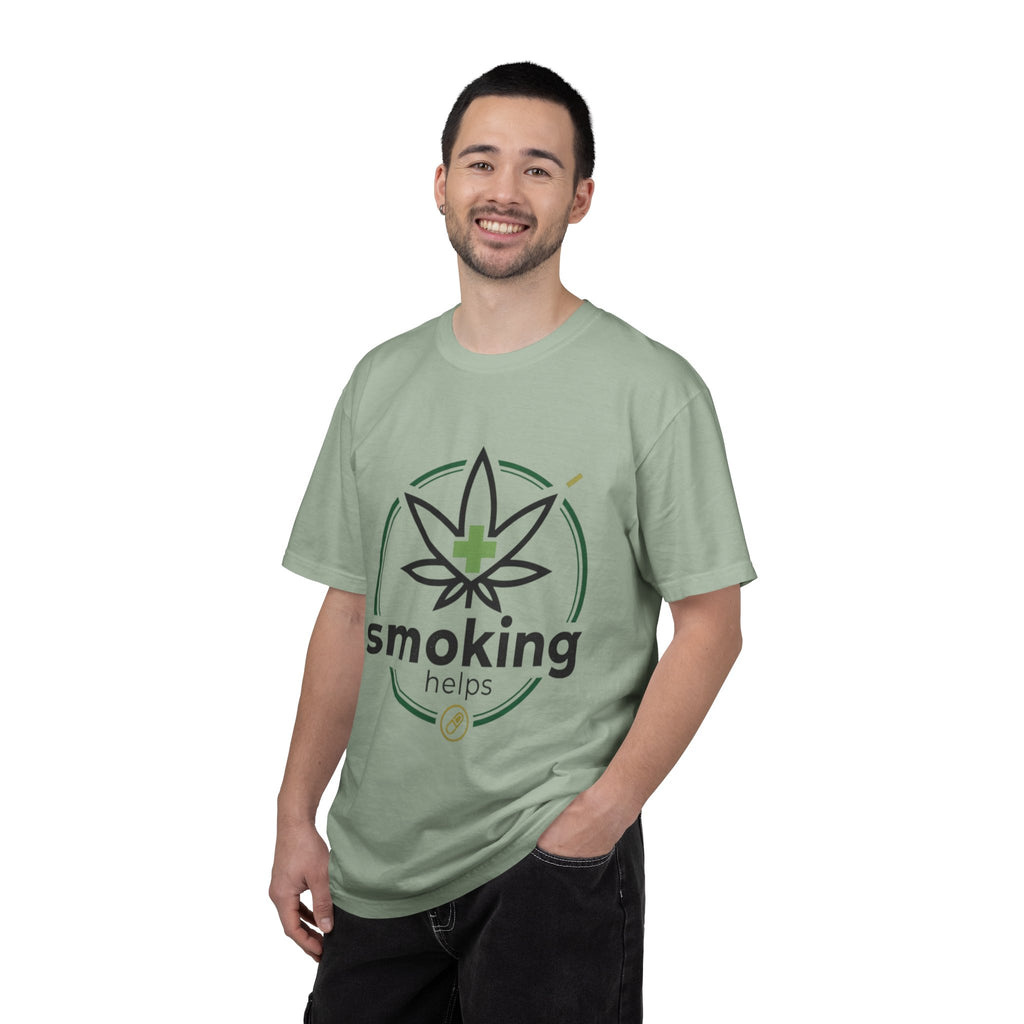 Smoking Helps Cannabis Leaf Tee — Medicinal Marijuana Graphic T-Shirt