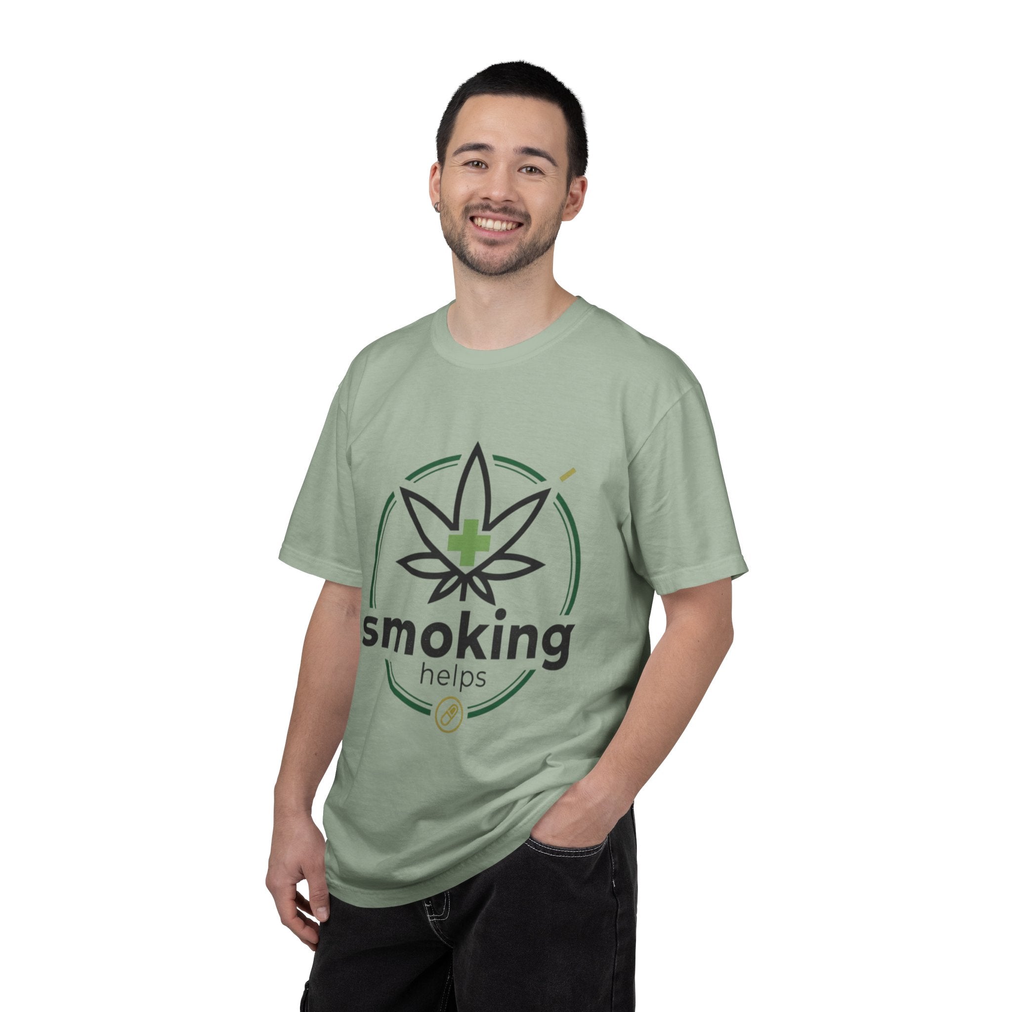 Smoking Helps Cannabis Leaf Tee — Medicinal Marijuana Graphic T-Shirt