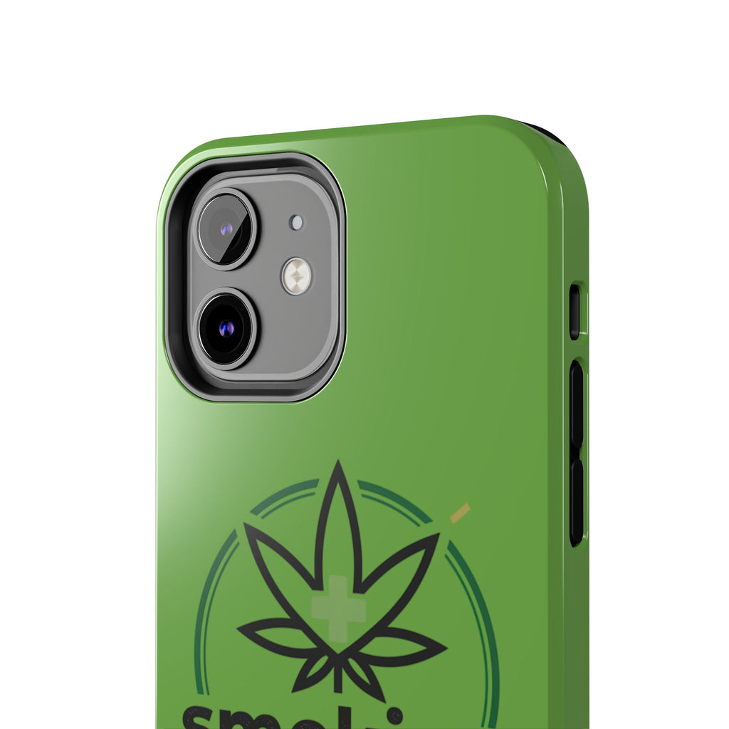 Tough Phone Case — 'Smoking Helps' Cannabis Leaf Protective Cover
