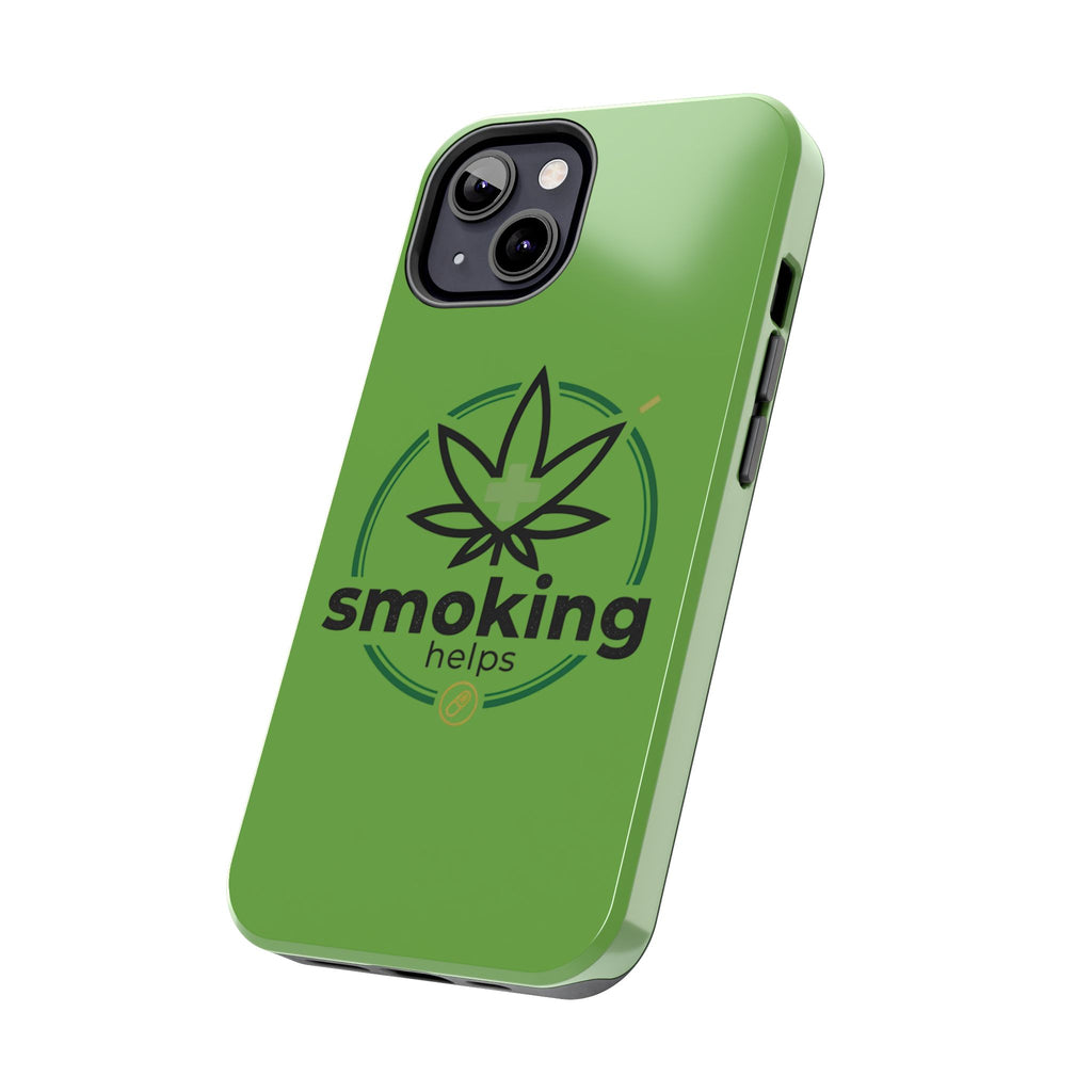 Tough Phone Case — 'Smoking Helps' Cannabis Leaf Protective Cover