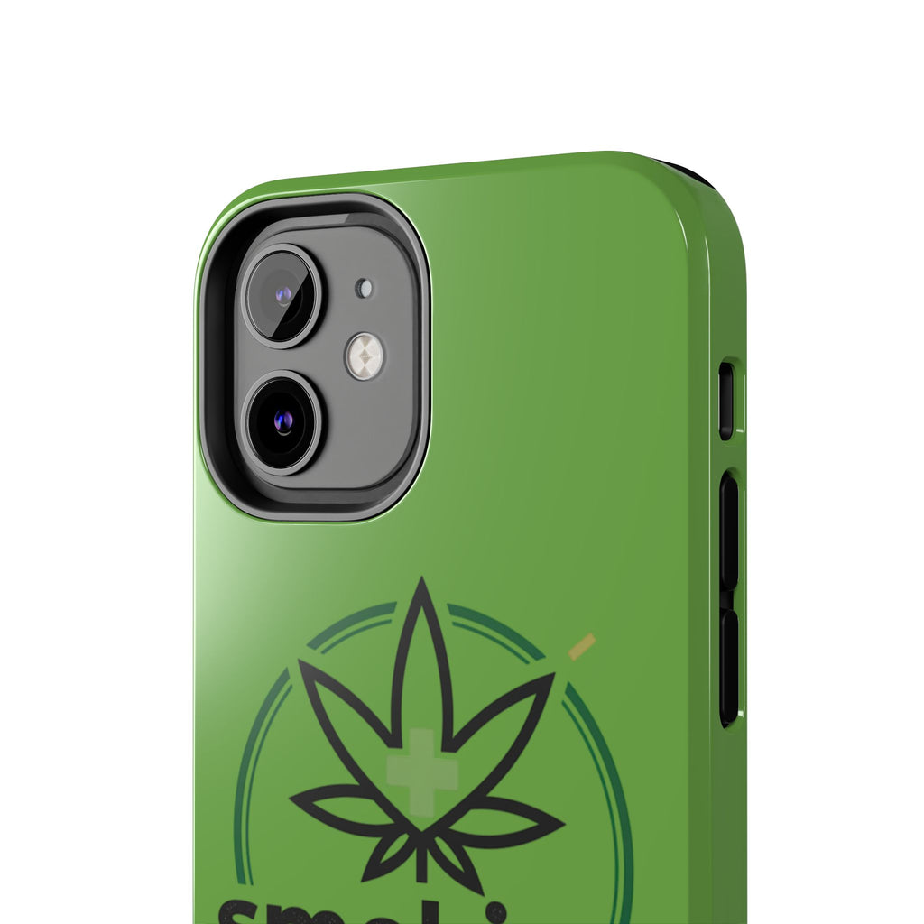 Tough Phone Case — 'Smoking Helps' Cannabis Leaf Protective Cover
