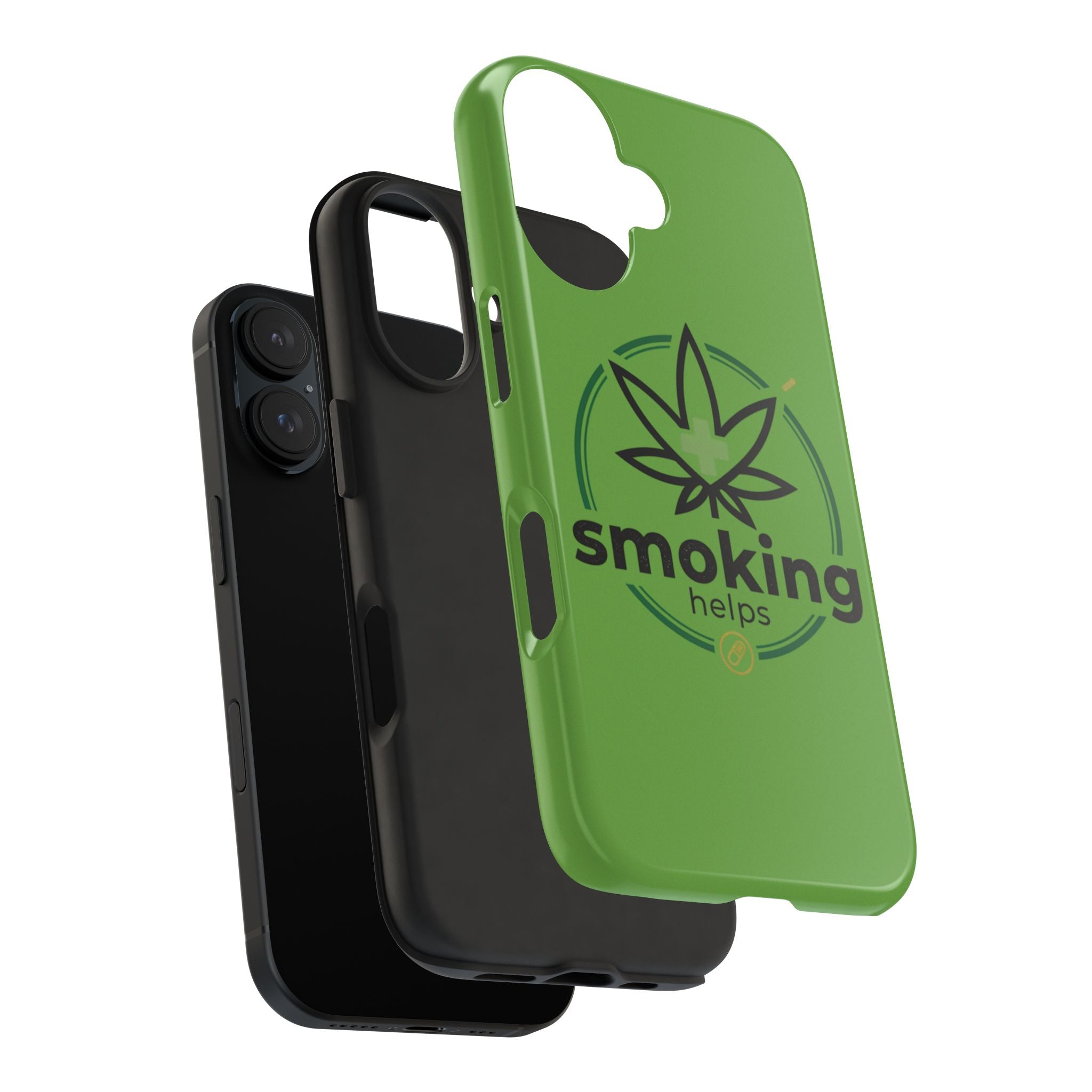 Tough Phone Case — 'Smoking Helps' Cannabis Leaf Protective Cover