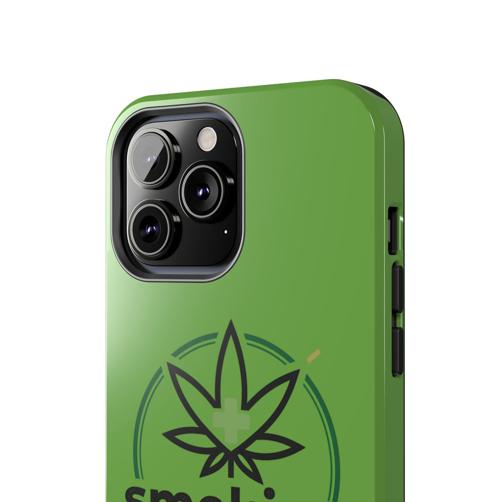 Tough Phone Case — 'Smoking Helps' Cannabis Leaf Protective Cover