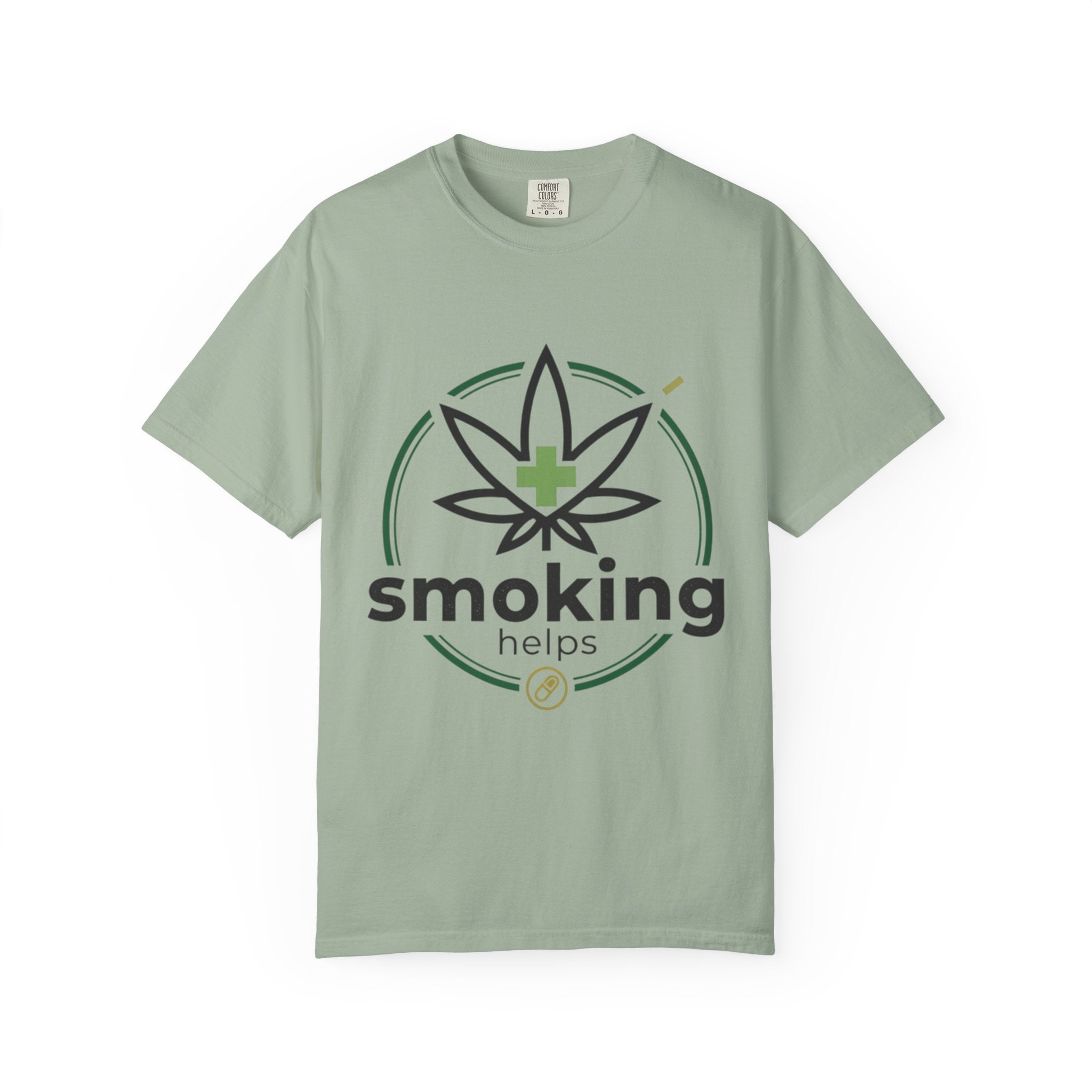 Smoking Helps Cannabis Leaf Tee — Medicinal Marijuana Graphic T-Shirt