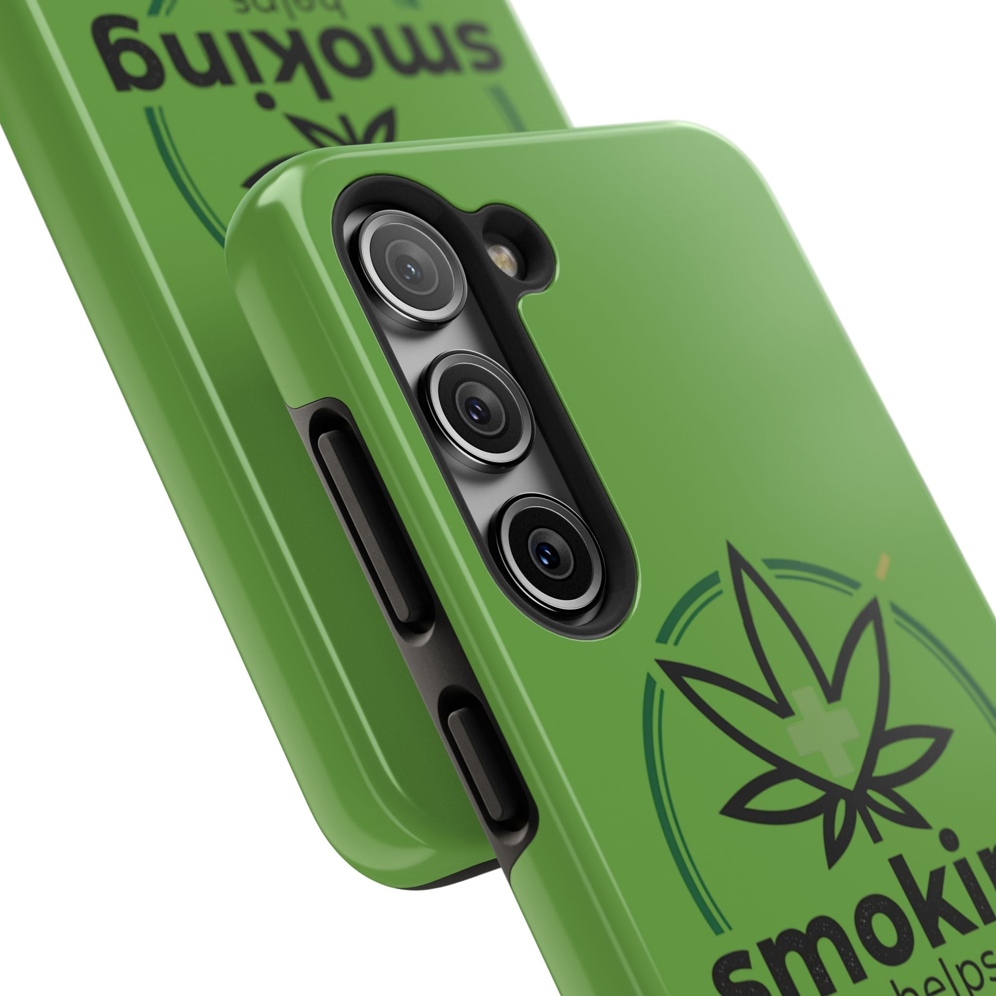 Tough Phone Case — 'Smoking Helps' Cannabis Leaf Protective Cover