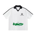 Smoking Helps Contrast Collar Striped Football Top Black and White