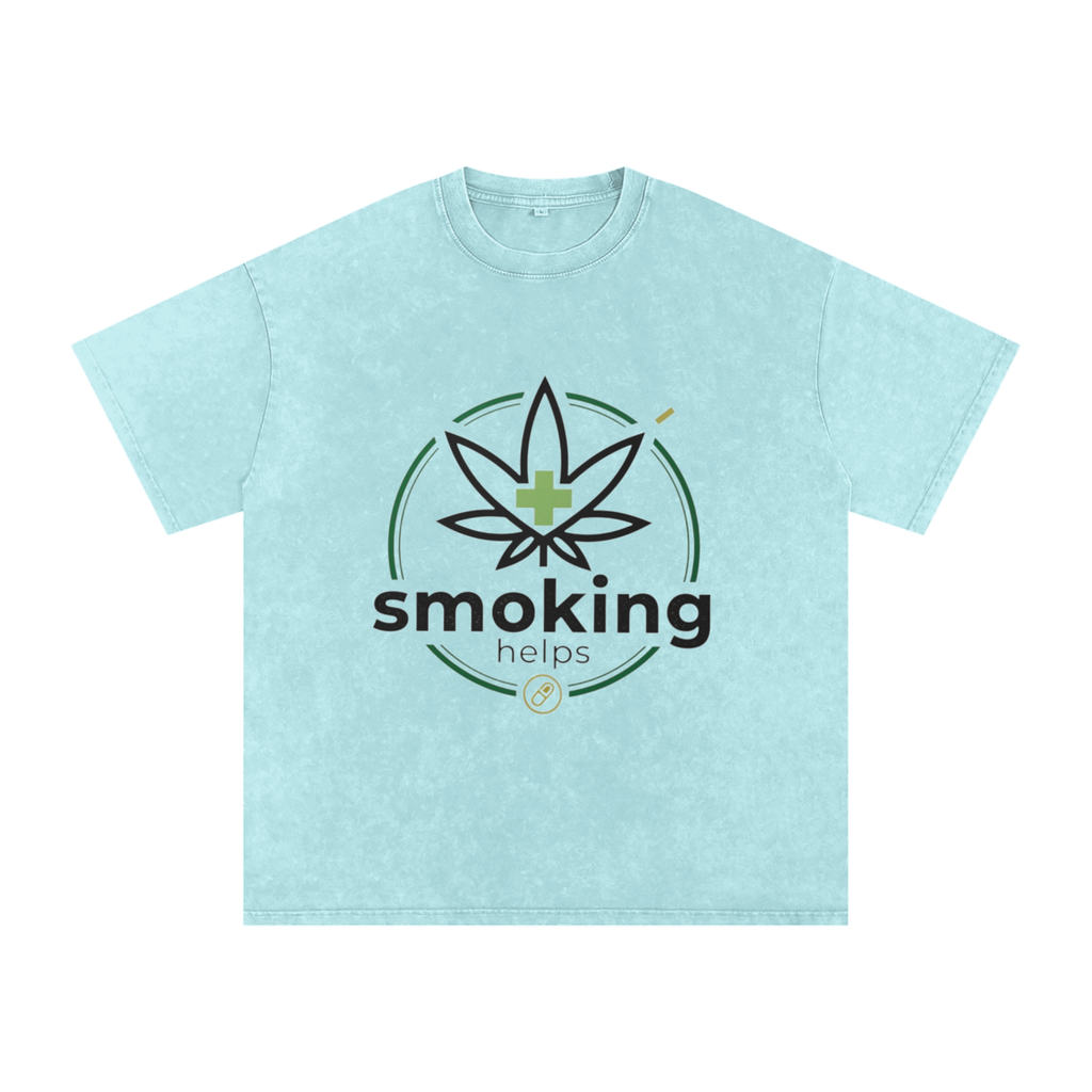 Smoking Helps Snow Washed Oversized Cotton T-Shirt