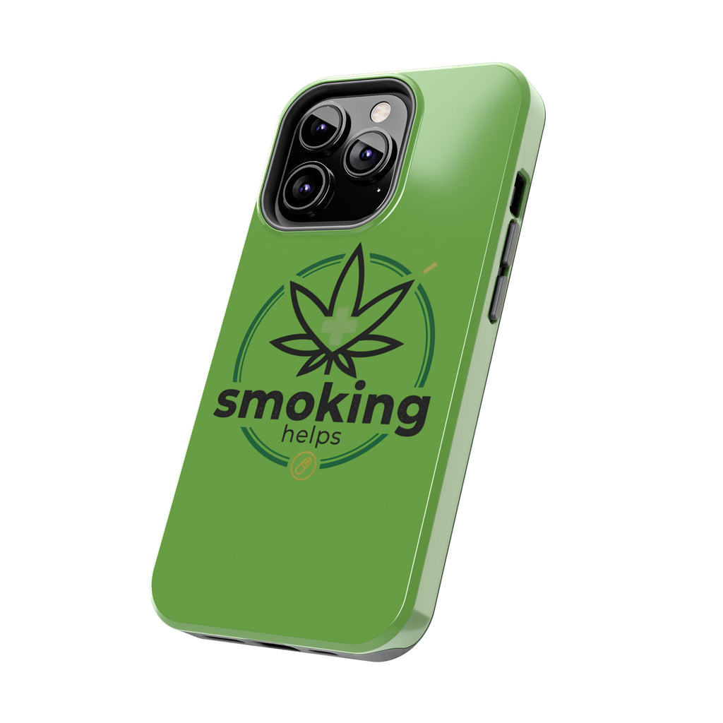 Tough Phone Case — 'Smoking Helps' Cannabis Leaf Protective Cover