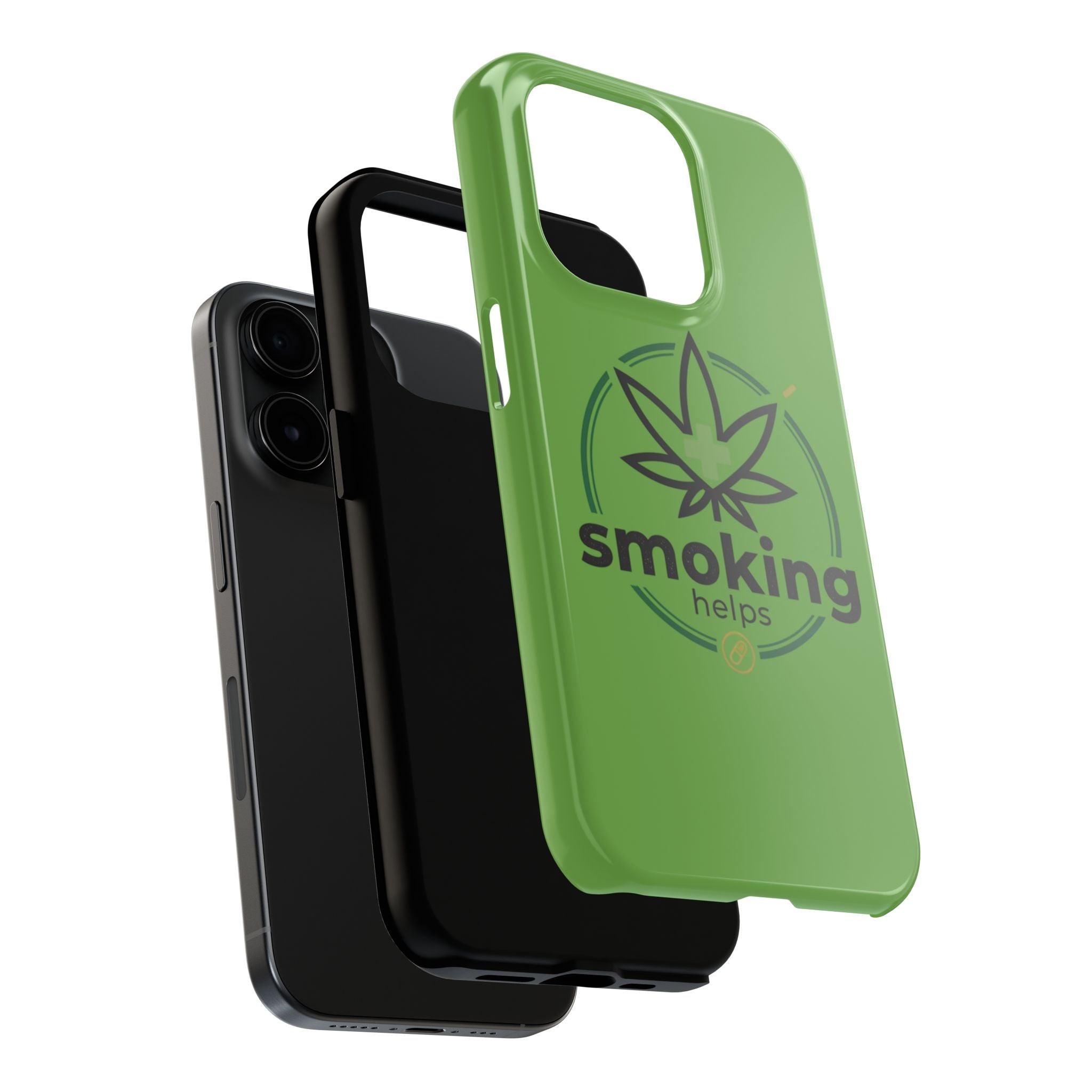 Tough Phone Case — 'Smoking Helps' Cannabis Leaf Protective Cover