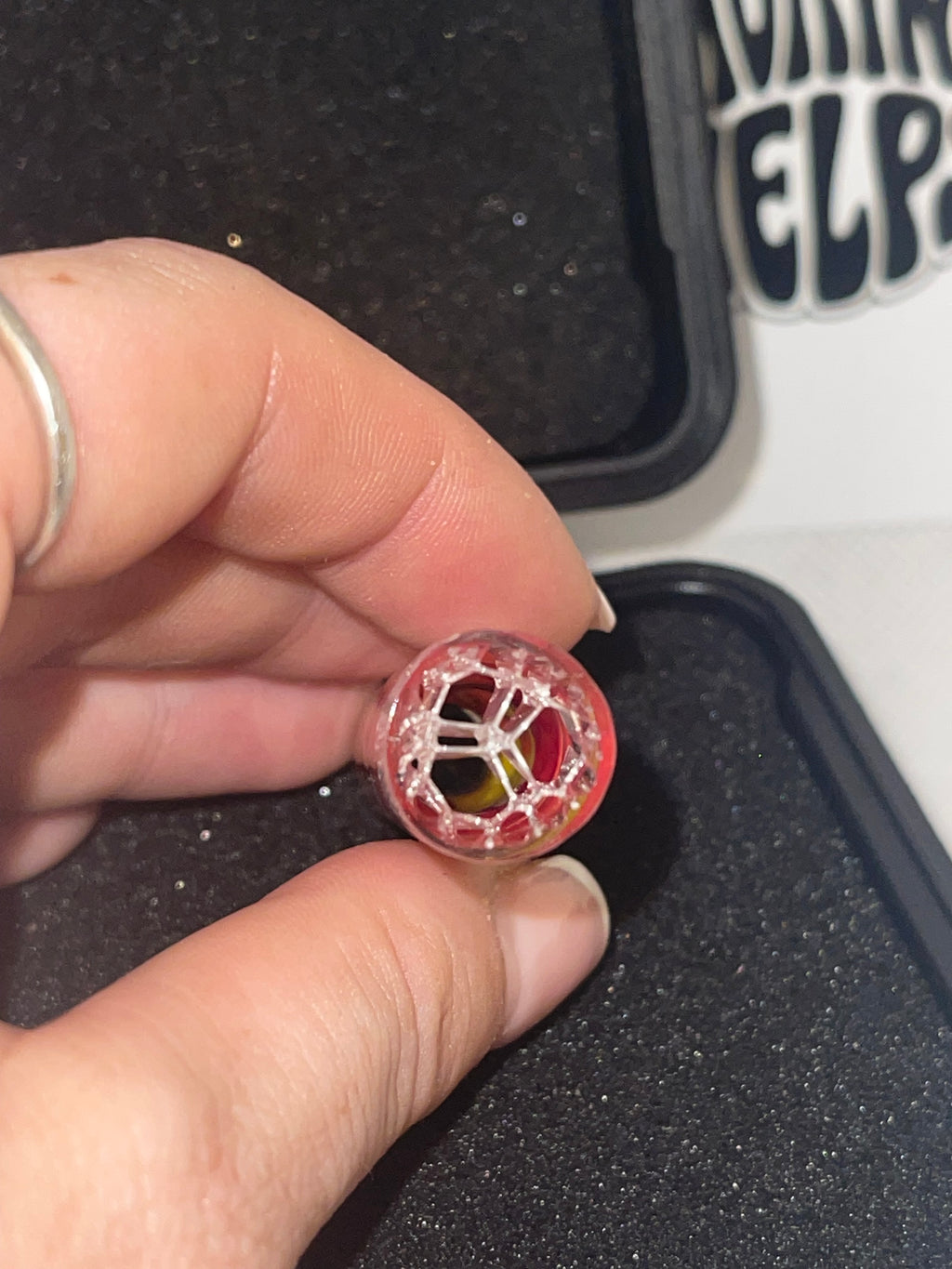 Sabai Glass Tip Red Orange and Yellow Rettichello Pattern