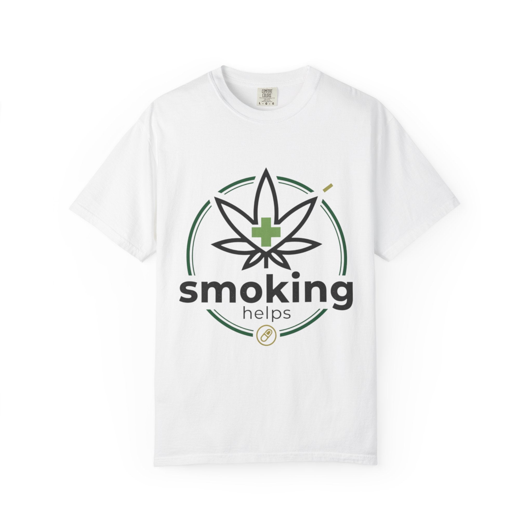 Smoking Helps Cannabis Leaf Tee — Medicinal Marijuana Graphic T-Shirt