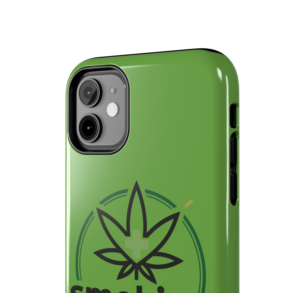 Tough Phone Case — 'Smoking Helps' Cannabis Leaf Protective Cover