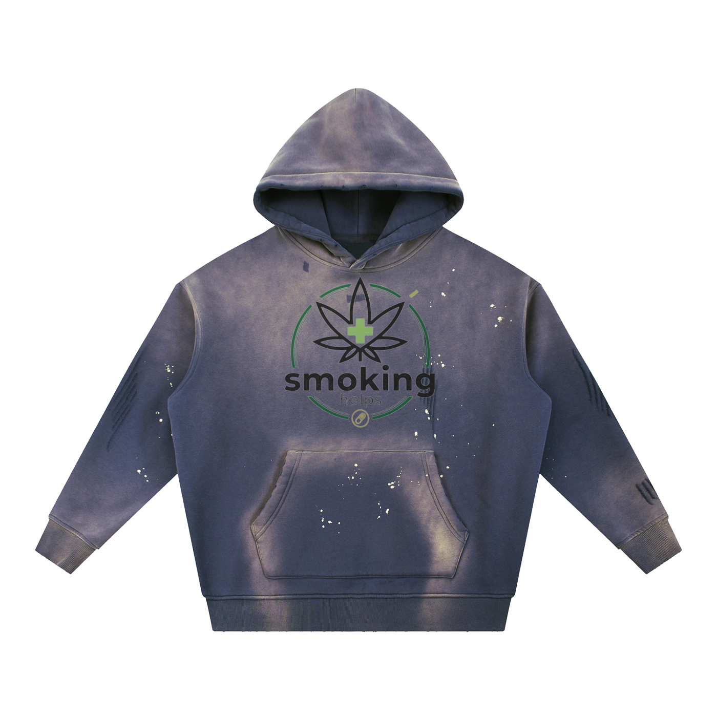 Smoking Helps Vintage Washed Frayed Fleece Hoodie