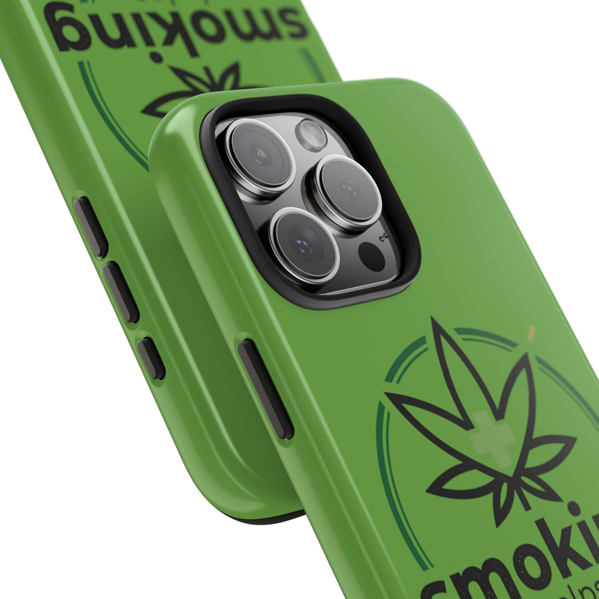 Tough Phone Case — 'Smoking Helps' Cannabis Leaf Protective Cover