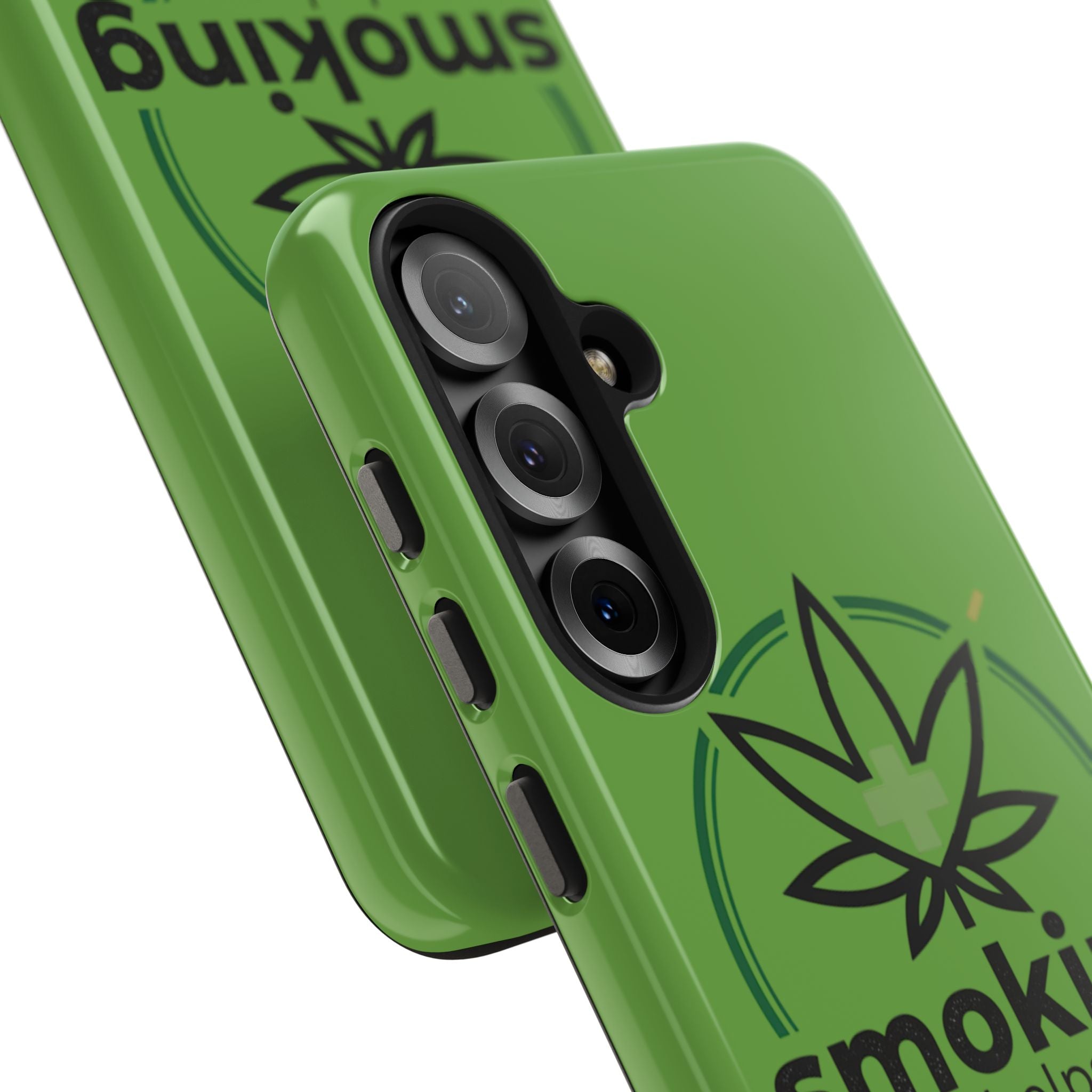 Tough Phone Case — 'Smoking Helps' Cannabis Leaf Protective Cover