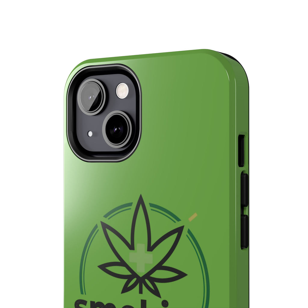 Tough Phone Case — 'Smoking Helps' Cannabis Leaf Protective Cover