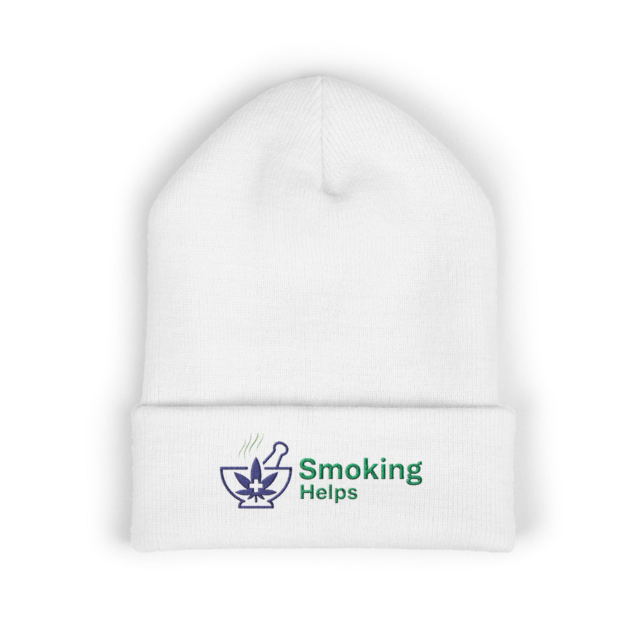 Smoking Helps Embroidered Beanie - Cuffed Knit Hat