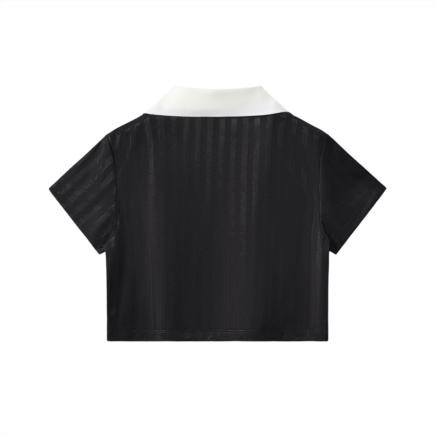 Smoking Helps Contrast Collar Striped Cropped Football Top