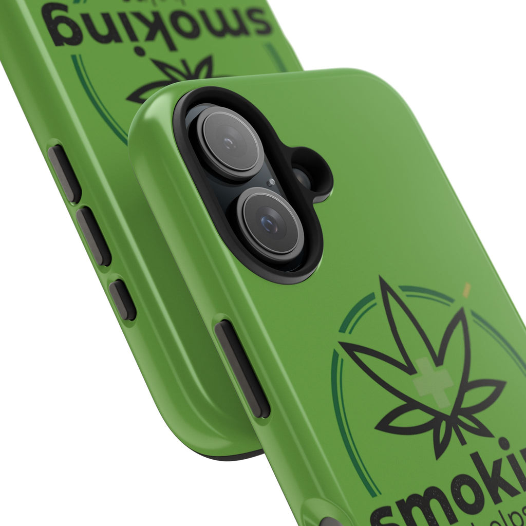 Tough Phone Case — 'Smoking Helps' Cannabis Leaf Protective Cover
