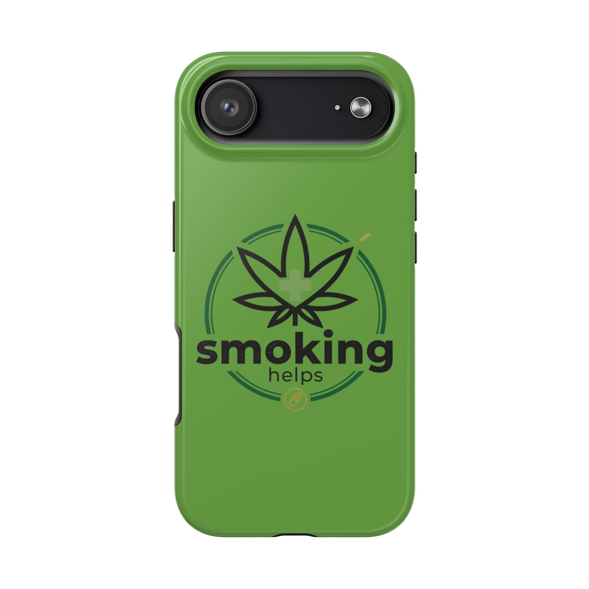 Tough Phone Case — 'Smoking Helps' Cannabis Leaf Protective Cover