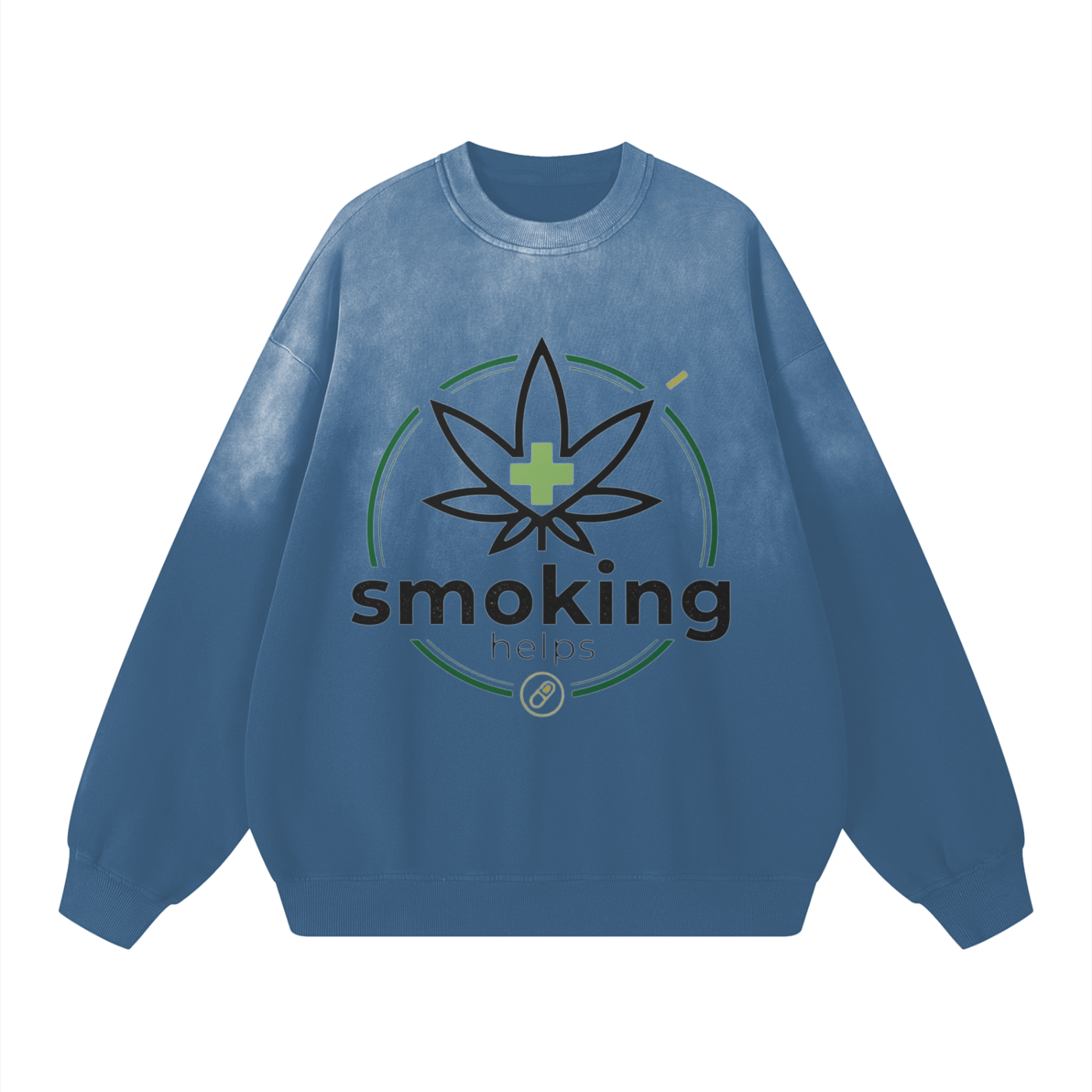 Smoking Helps Sunfade Drop-Shoulder Cotton Sweatshirt