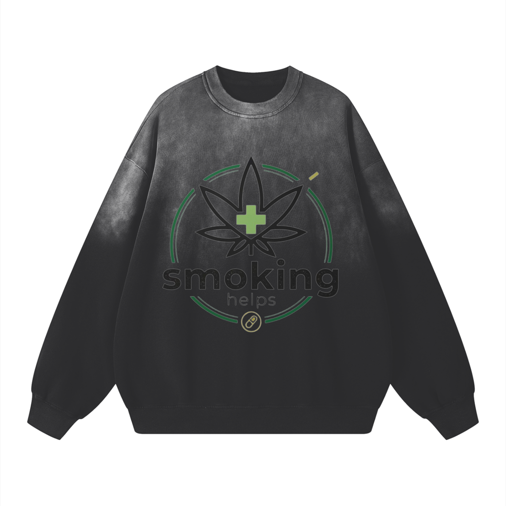 Smoking Helps Sunfade Drop-Shoulder Cotton Sweatshirt
