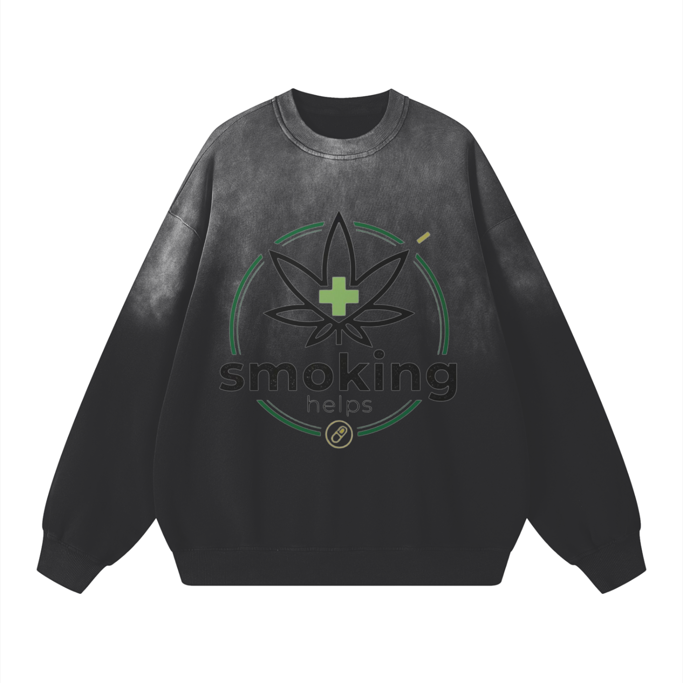 Smoking Helps Sunfade Drop-Shoulder Cotton Sweatshirt