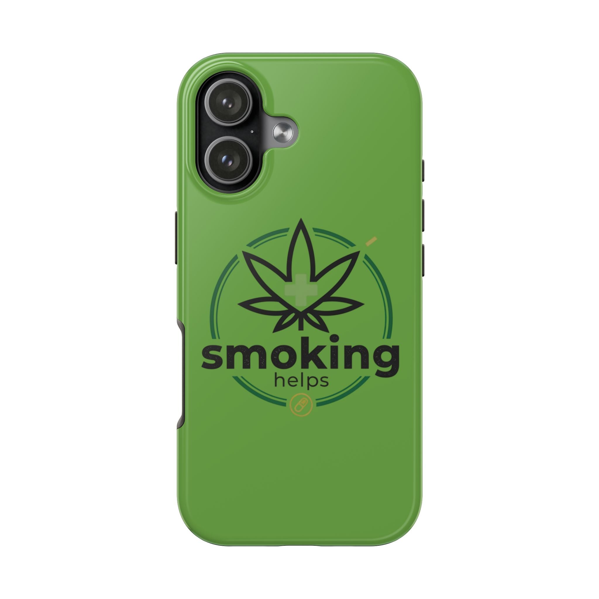 Tough Phone Case — 'Smoking Helps' Cannabis Leaf Protective Cover