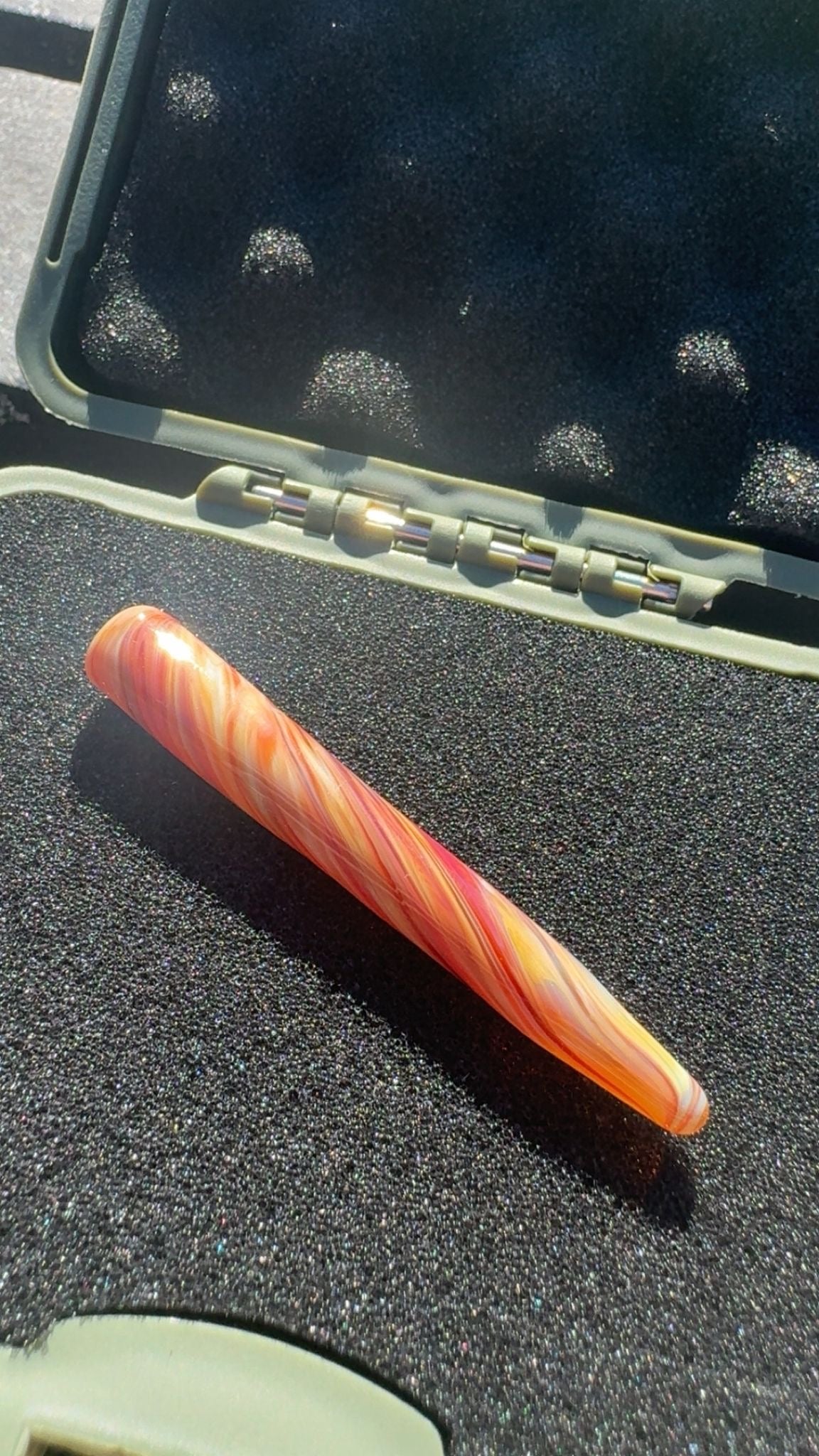Red And Orange Glass Doink Packer