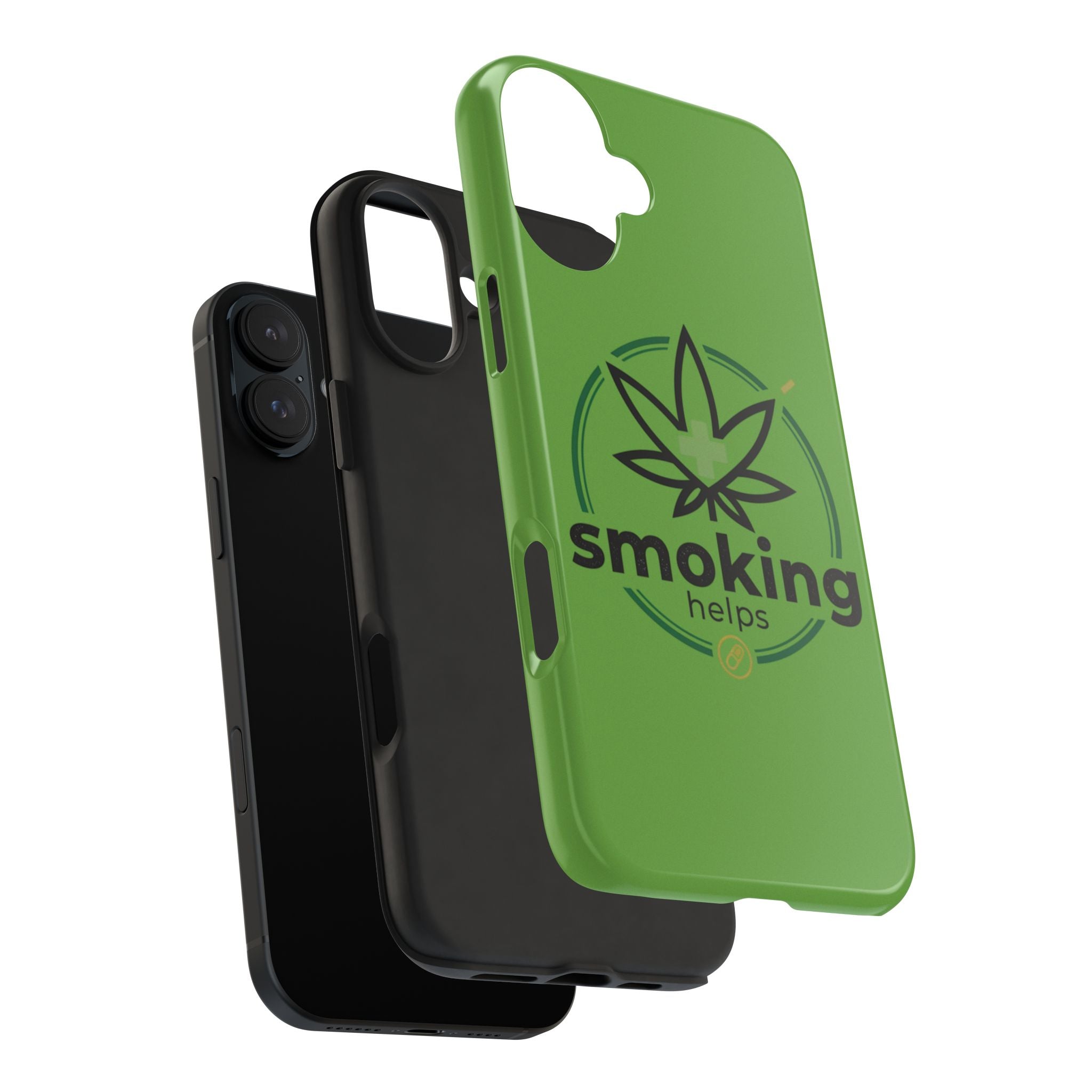 Tough Phone Case — 'Smoking Helps' Cannabis Leaf Protective Cover