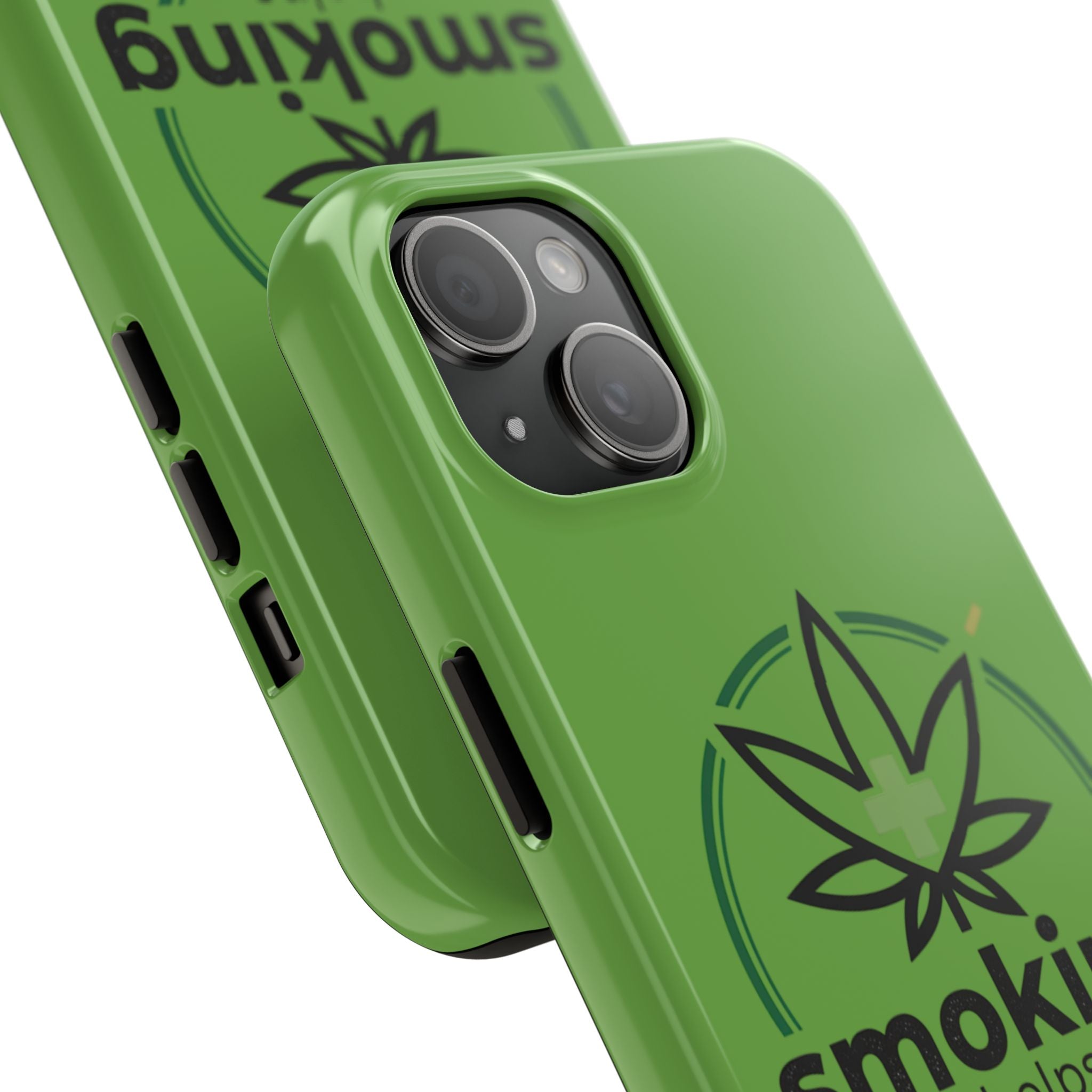 Tough Phone Case — 'Smoking Helps' Cannabis Leaf Protective Cover