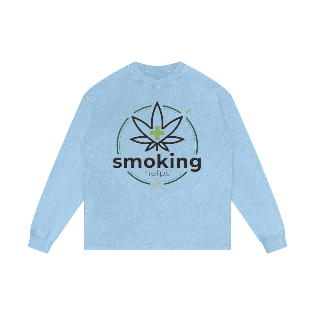 Smoking Helps Acid Wash Oversize Long Sleeve T-Shirt