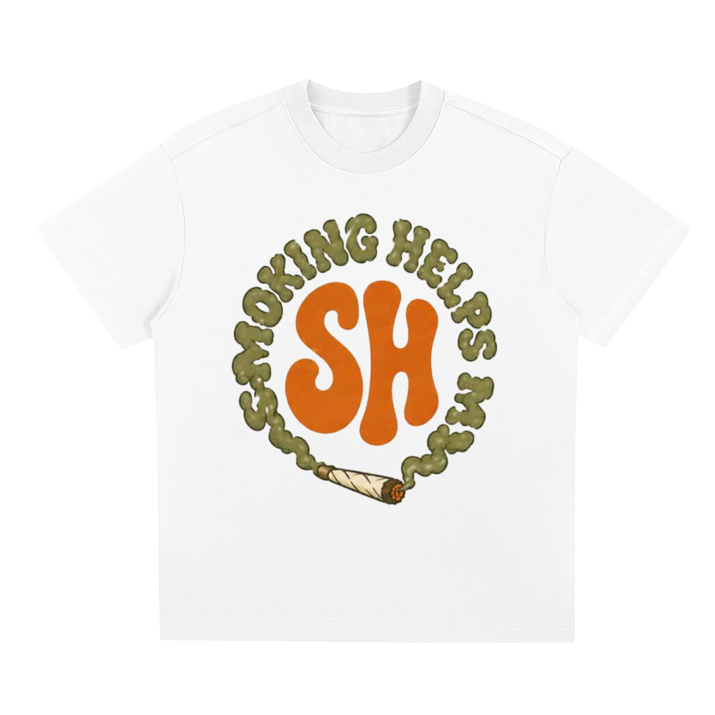 Smoking Helps Circle Logo T-Shirt Design 1