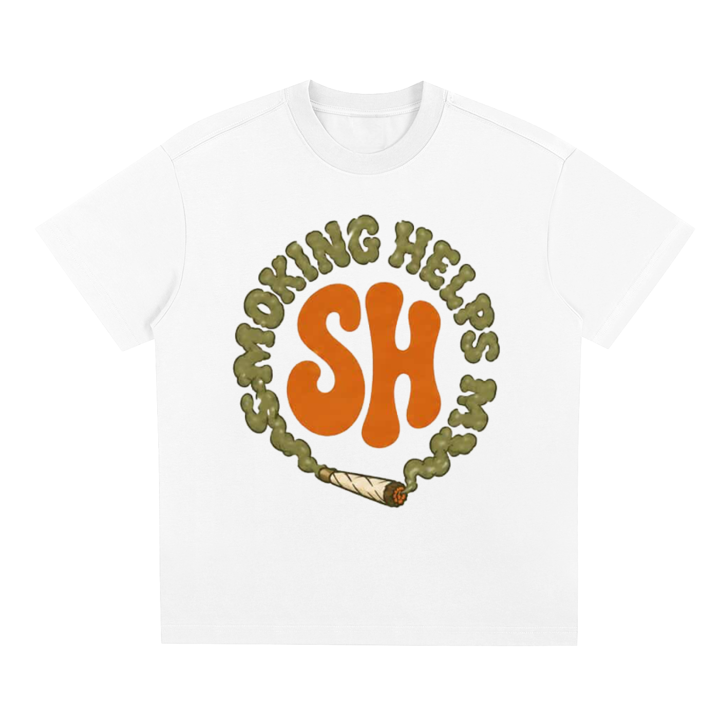 Smoking Helps Circle Logo T-Shirt Design 1